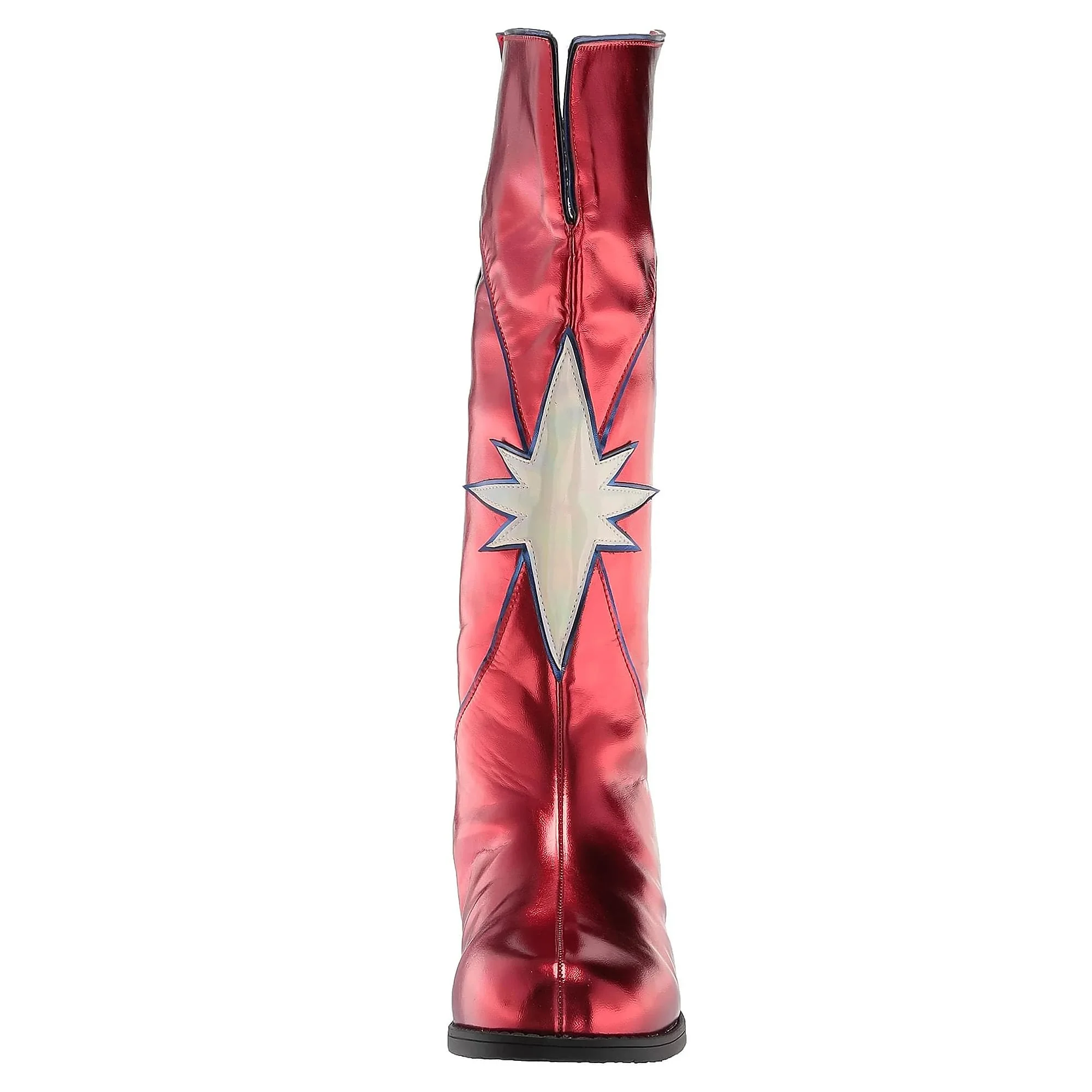 1.5" Heel Women's Knee High Superhero Boot Red - Image 9