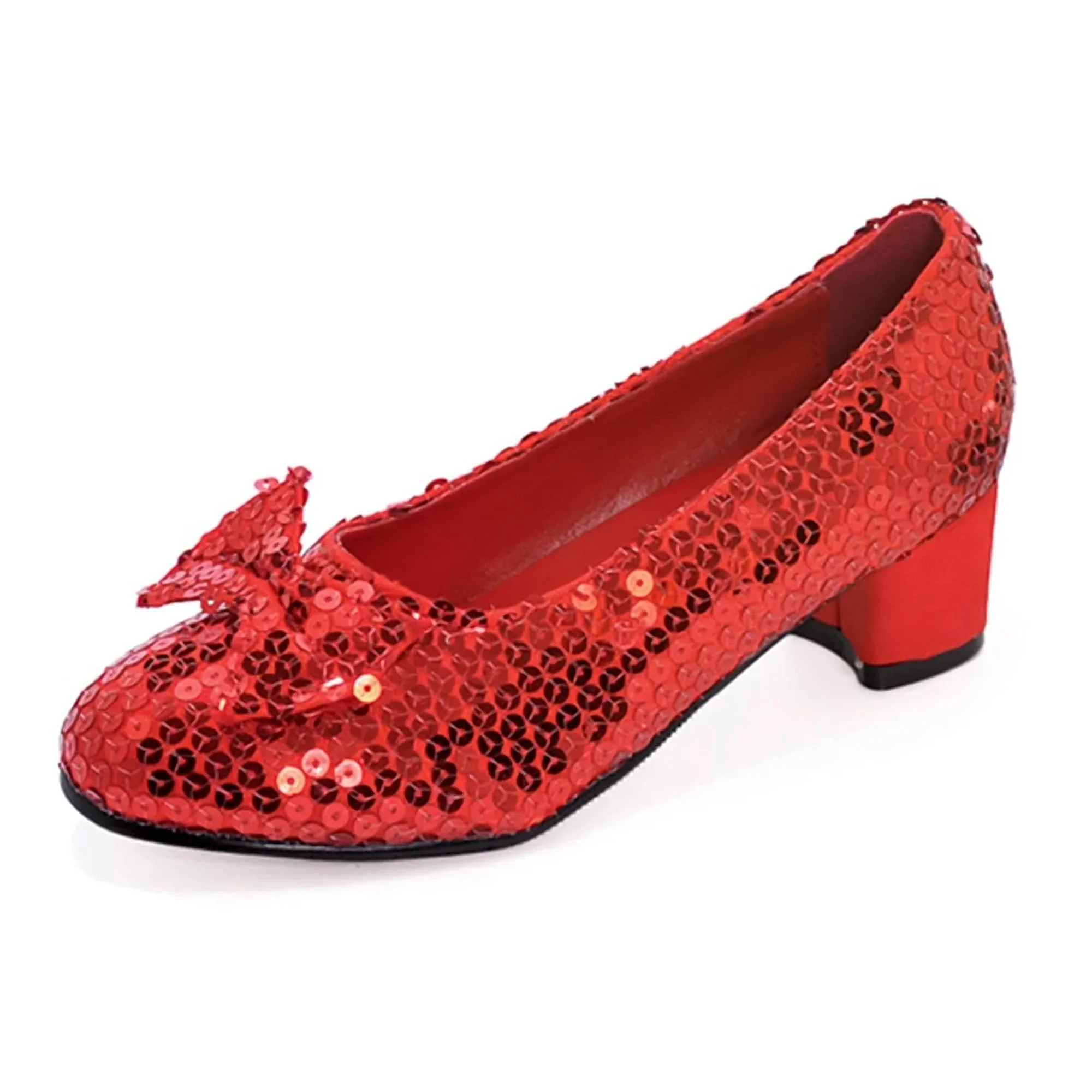 1" Heel Sequined Red Slipper Shoe Child - Image 6