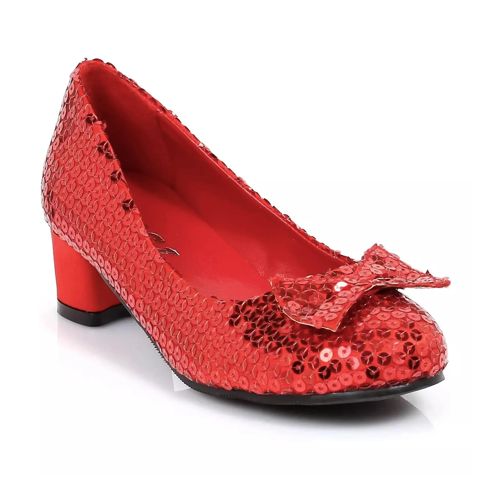 1" Heel Sequined Red Slipper Shoe Child - Image 7