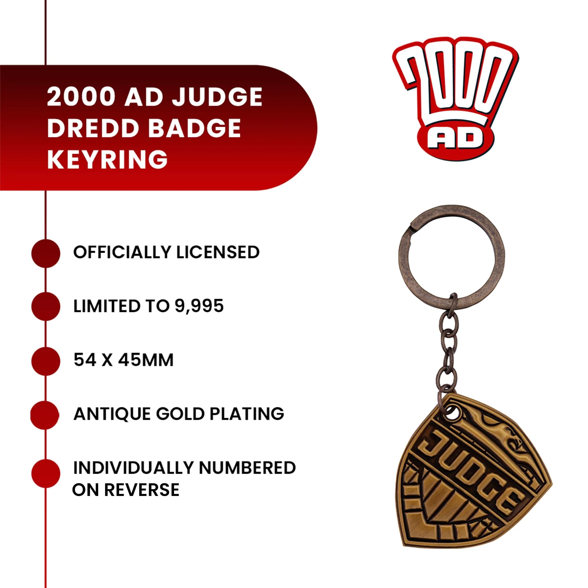 2000 AD Judge Dredd Badge Limited Edition Keyring - Image 8