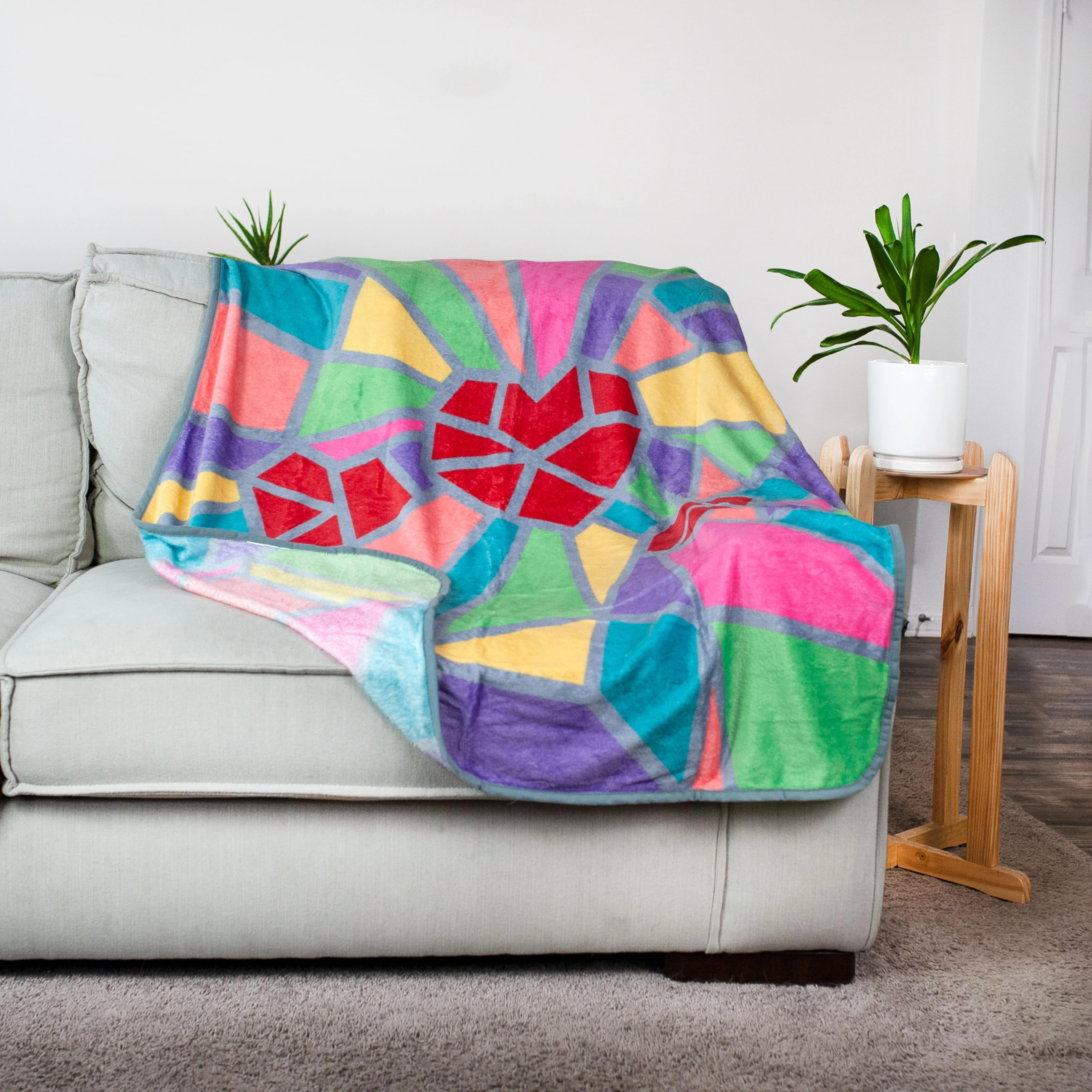2020 Sidewalk Chalk Inspired Mosaic Heart Throw Blanket | 45 x 60 Inches - Image 2