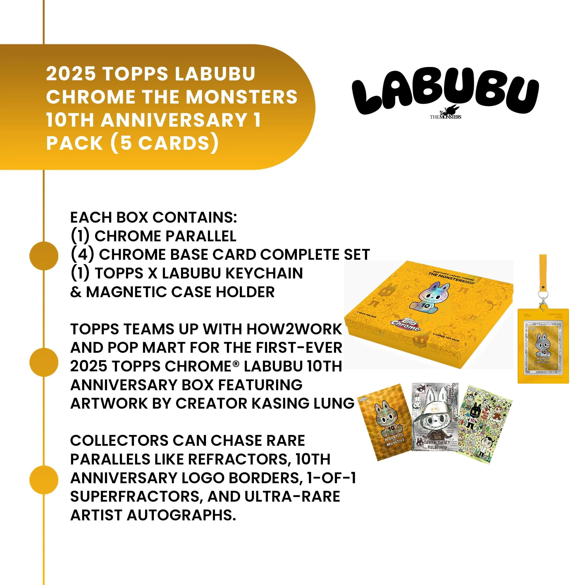 2025 Topps Labubu Chrome Monsters 10th Anniversary | 5 Cards - Image 5