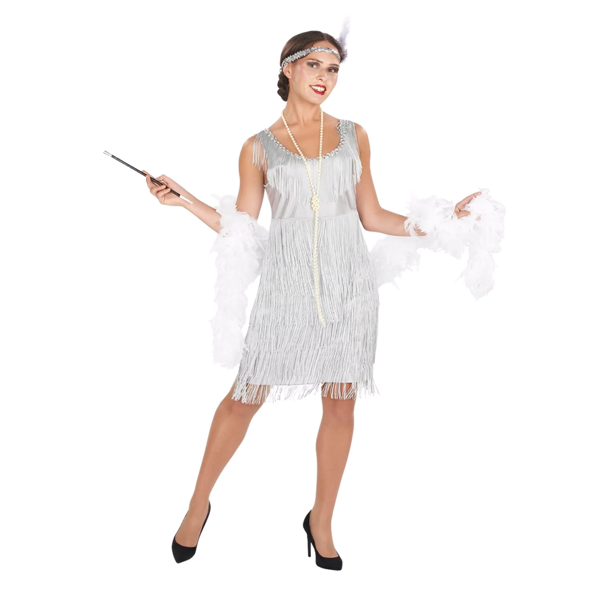 20s Silver Flapper Adult Costume - Image 10