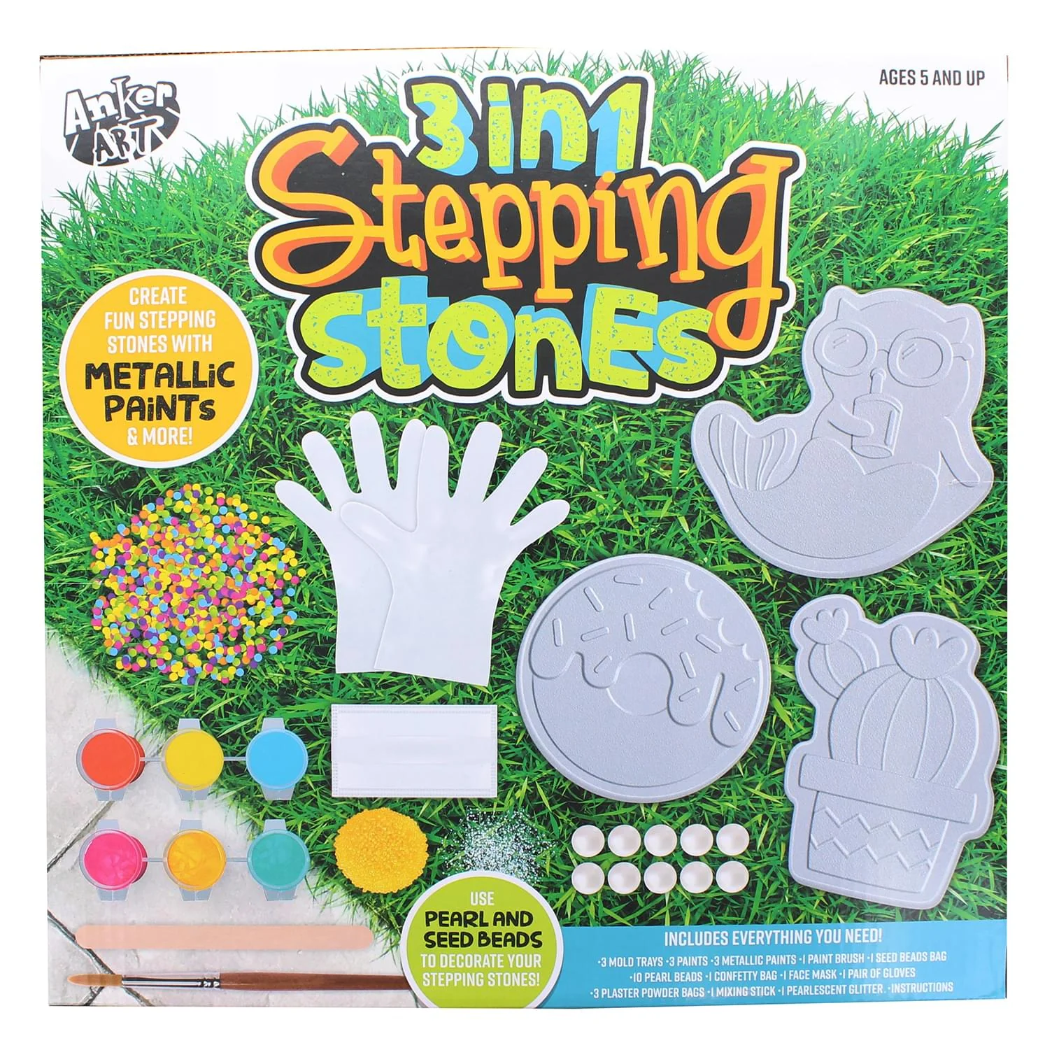 3 in 1 Stepping Stones Craft Kit | Makes 3 Stepping Stones - Image 3