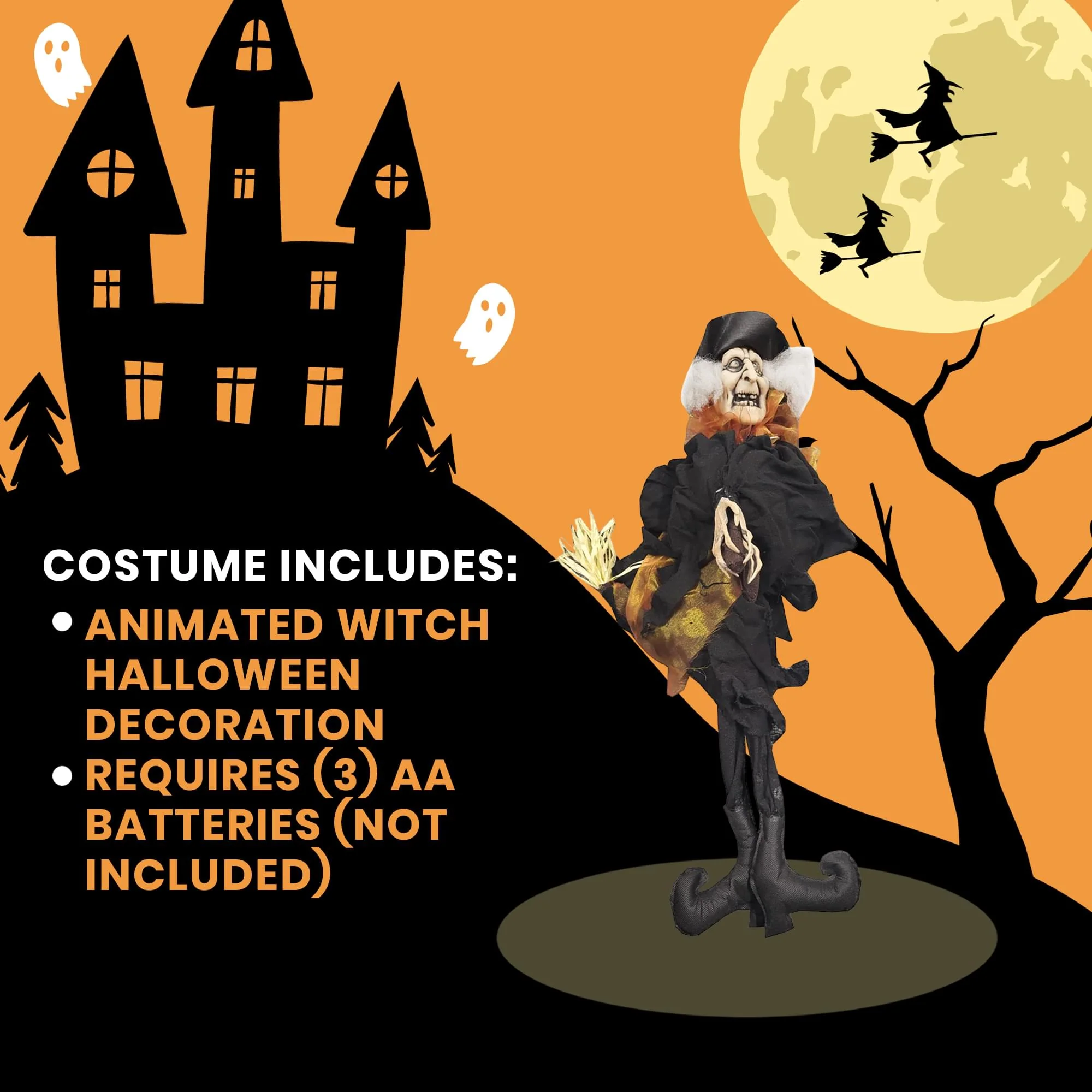 36 Inch Animated Witch Halloween Decoration - Image 5