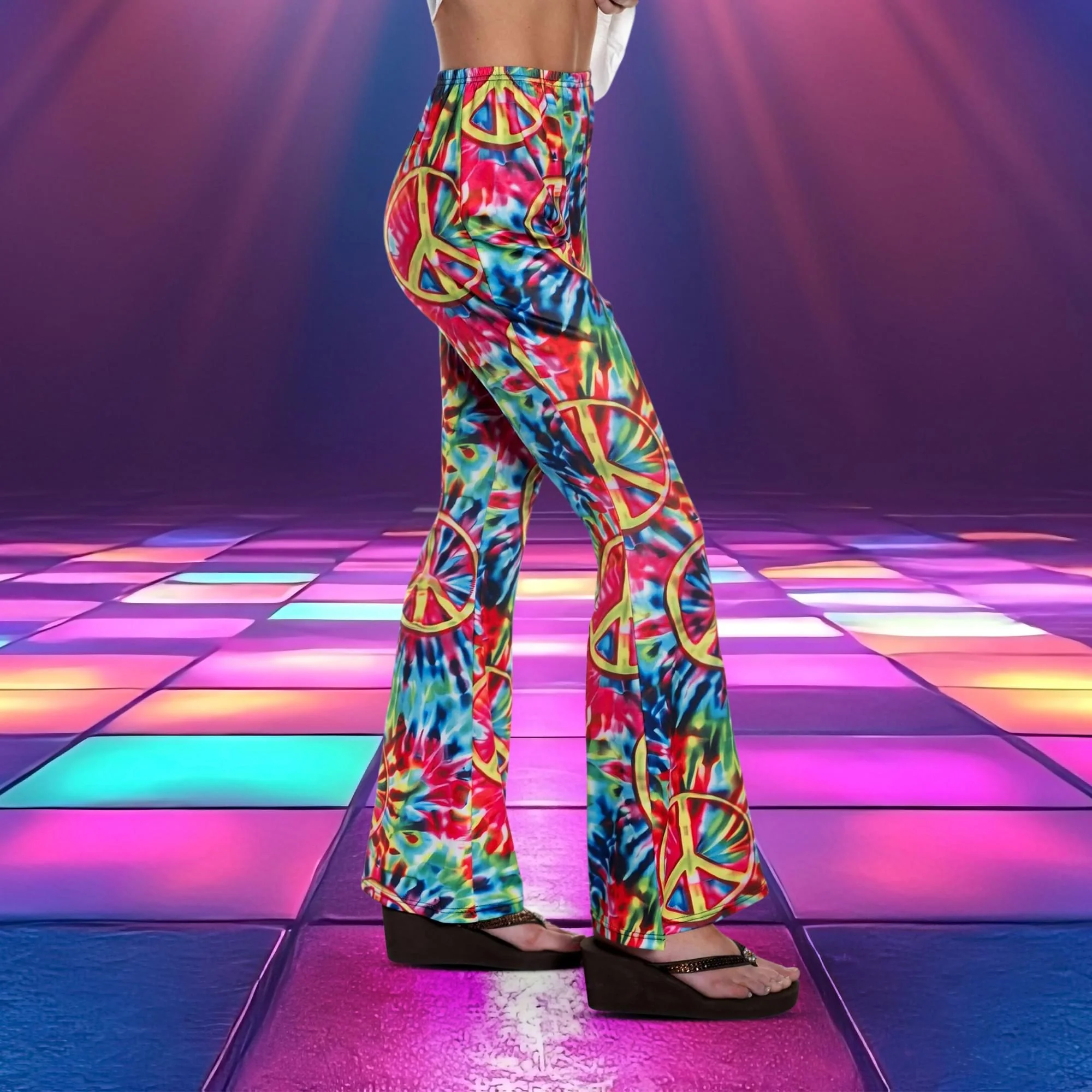 60's Tie-Dye Women's Costume Bell Bottoms - Image 9