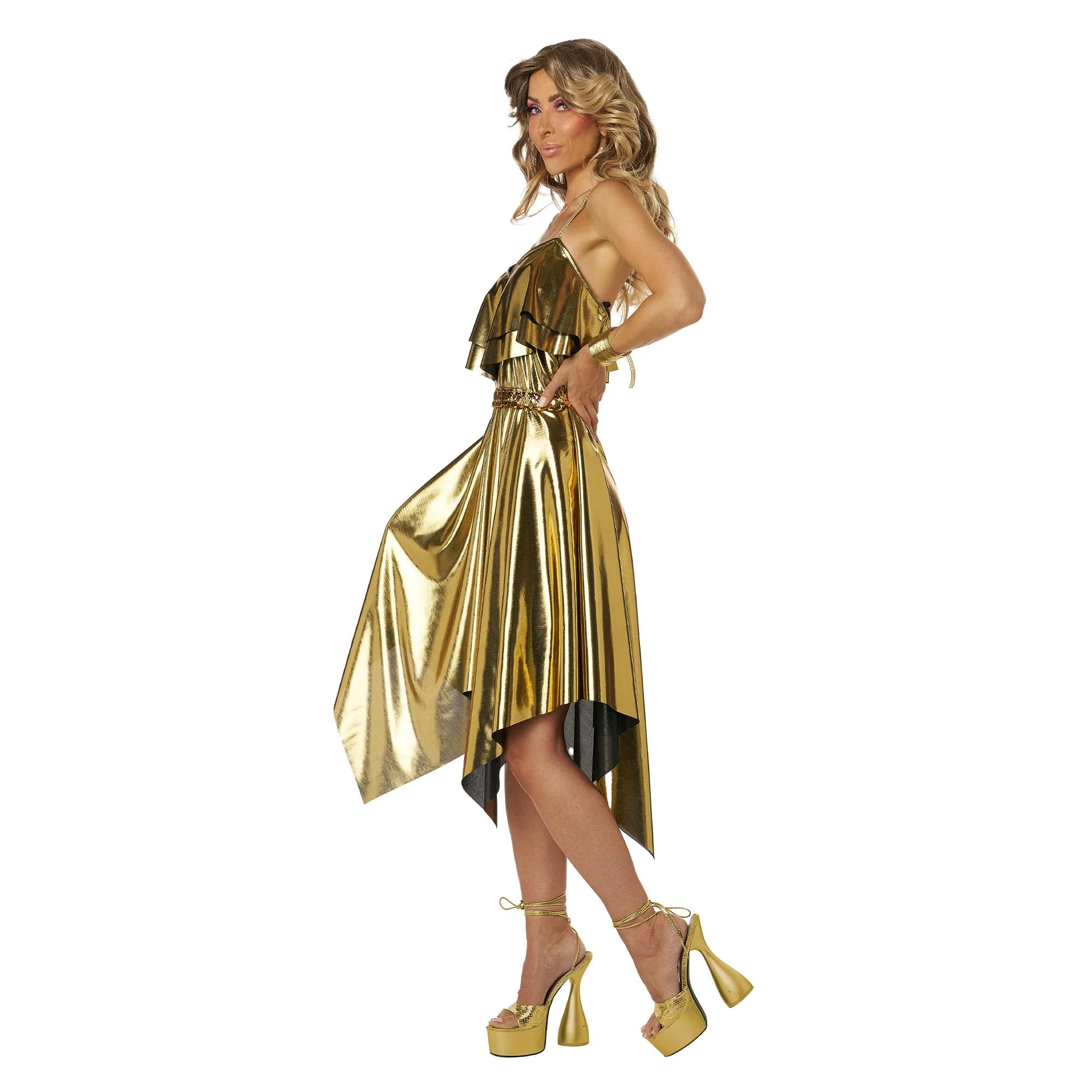 70's Gold Disco Dress Adult Costume - Image 3
