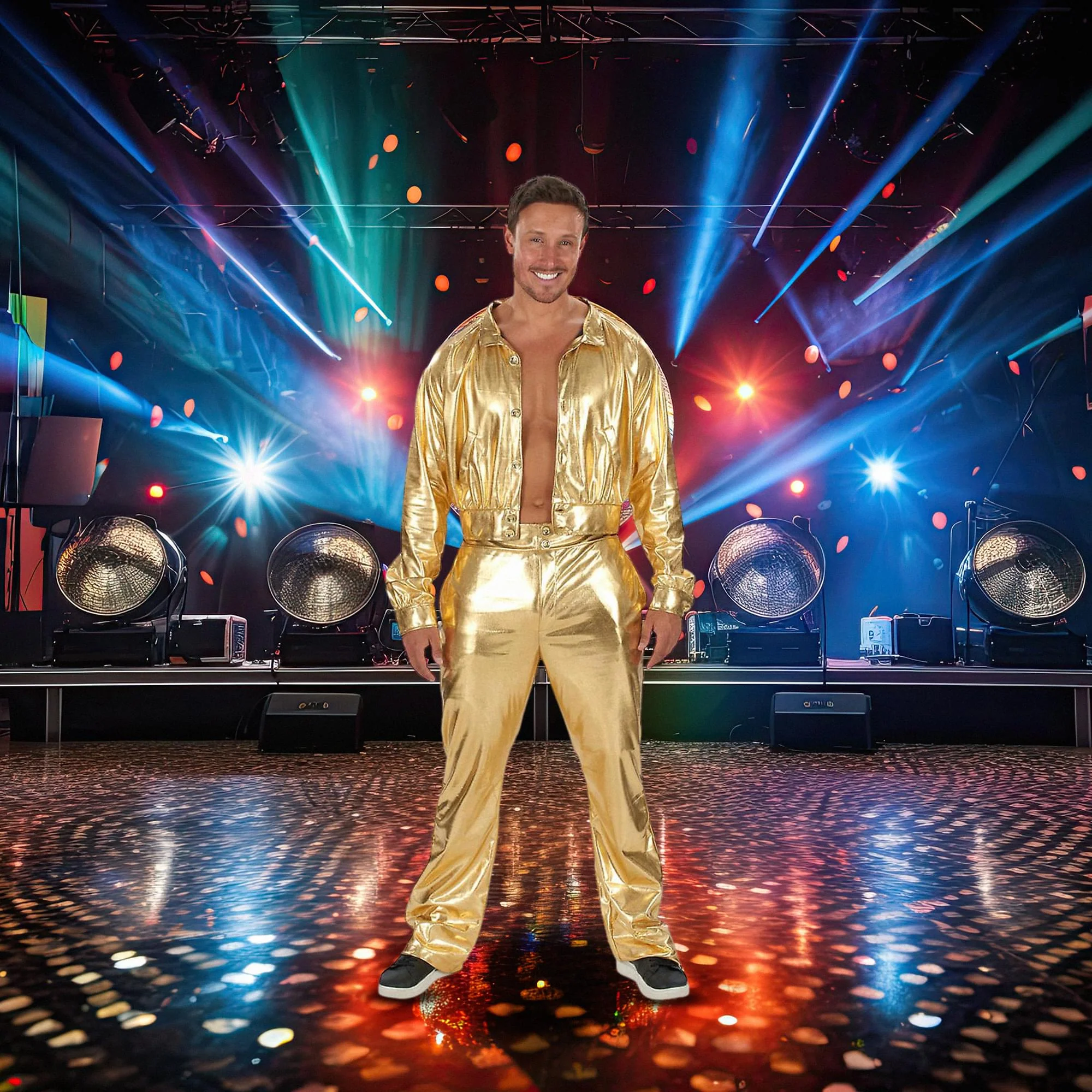 70's Gold Suit Disco Man Adult Costume - Image 17