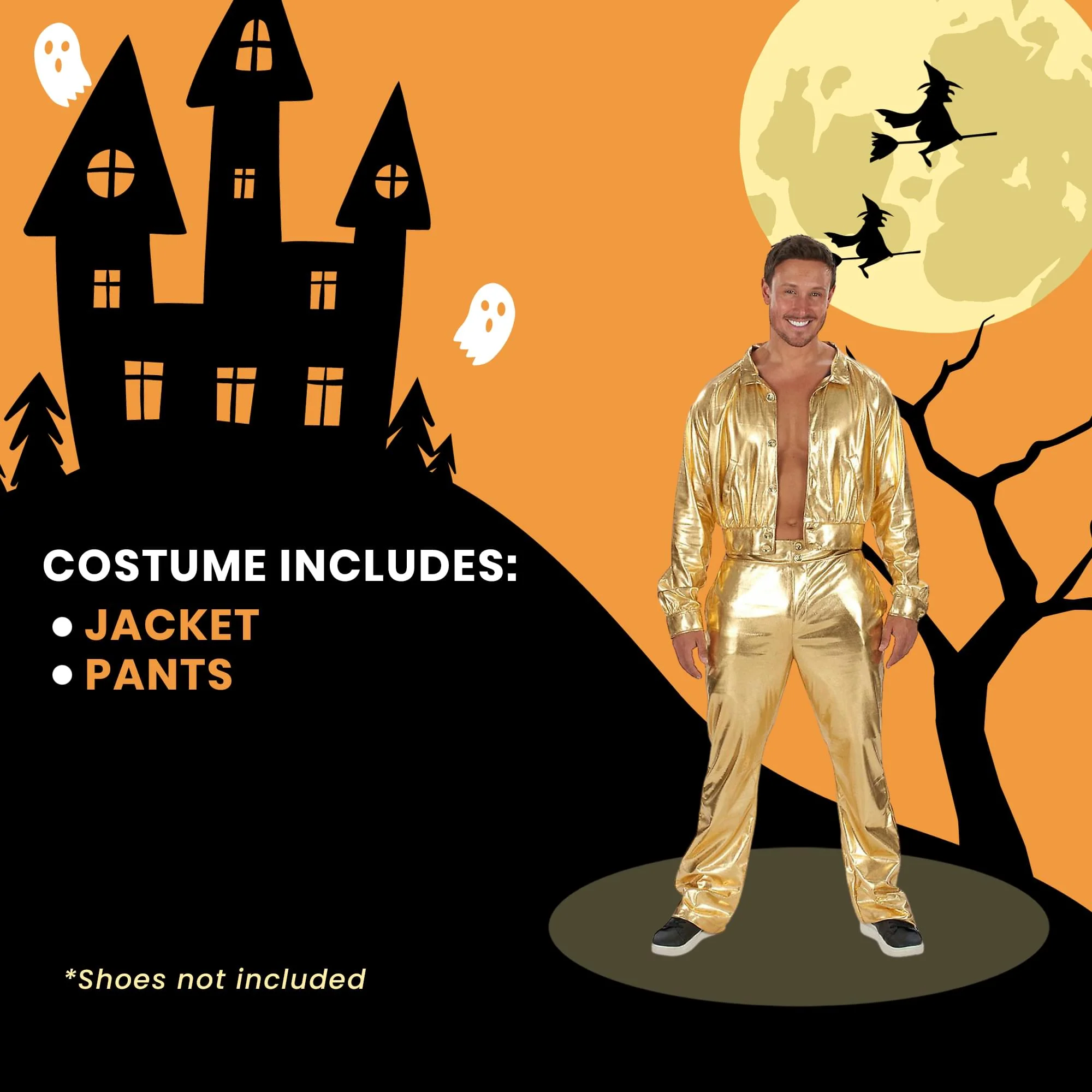 70's Gold Suit Disco Man Adult Costume - Image 25