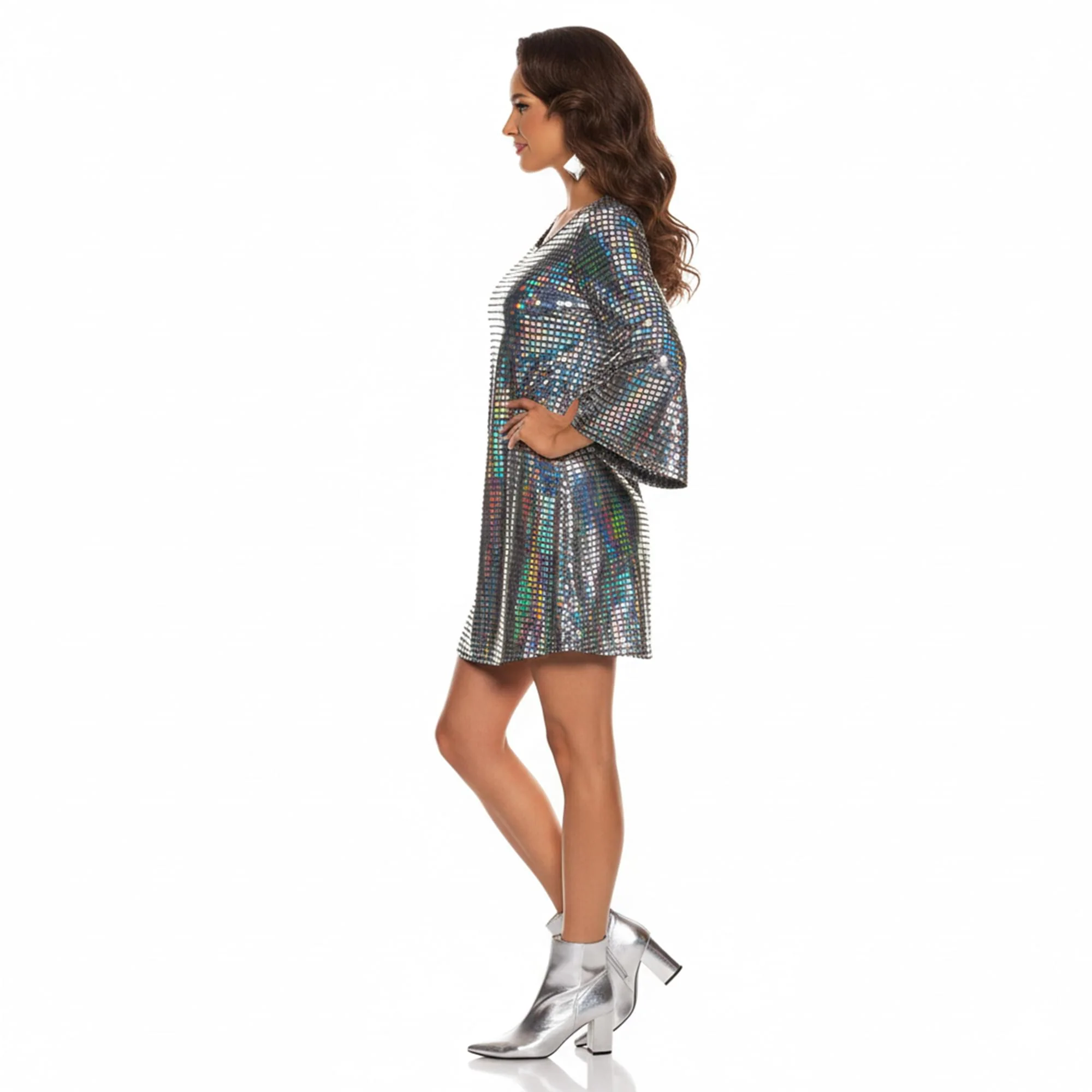 70s Hologram Adult Costume Mini Dress - Image 9