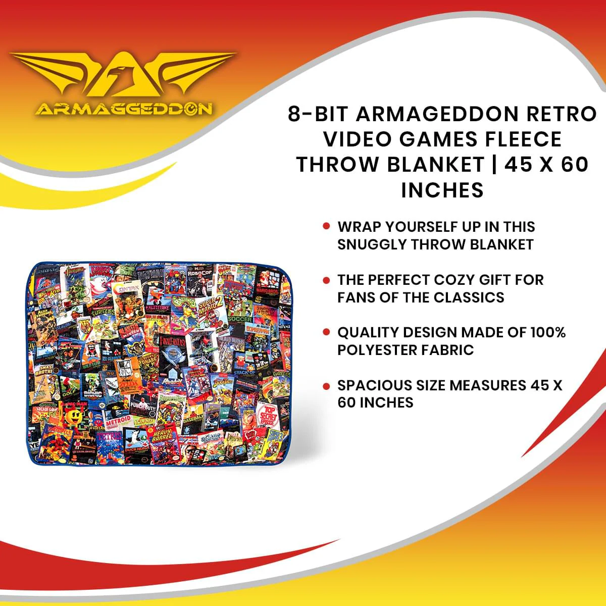 8-Bit Armageddon Retro Video Games Fleece Throw Blanket | 45 x 60 Inches - Image 7