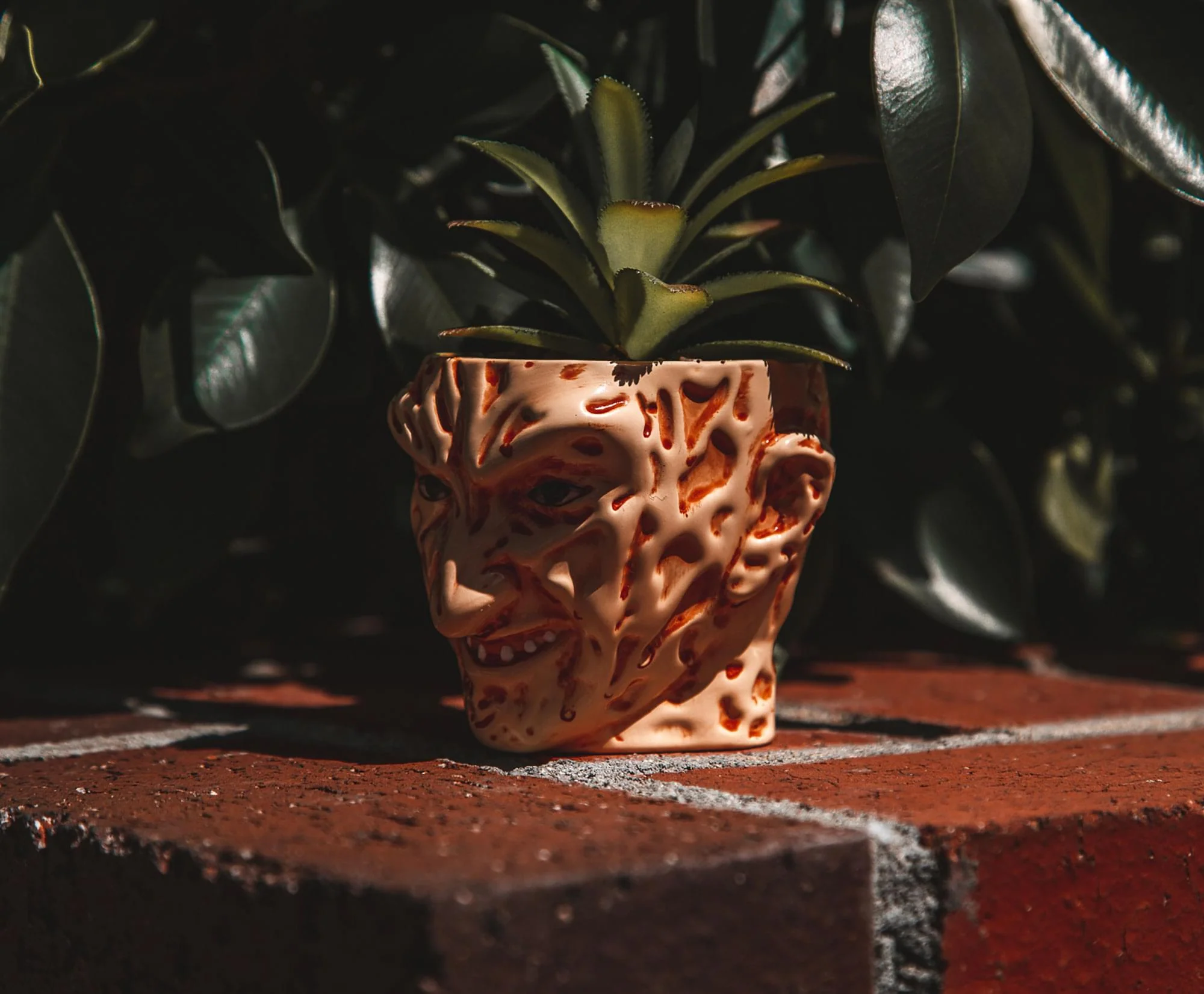 A Nightmare On Elm Street Freddy Krueger Ceramic Planter w/ Artificial Succulent - Image 6