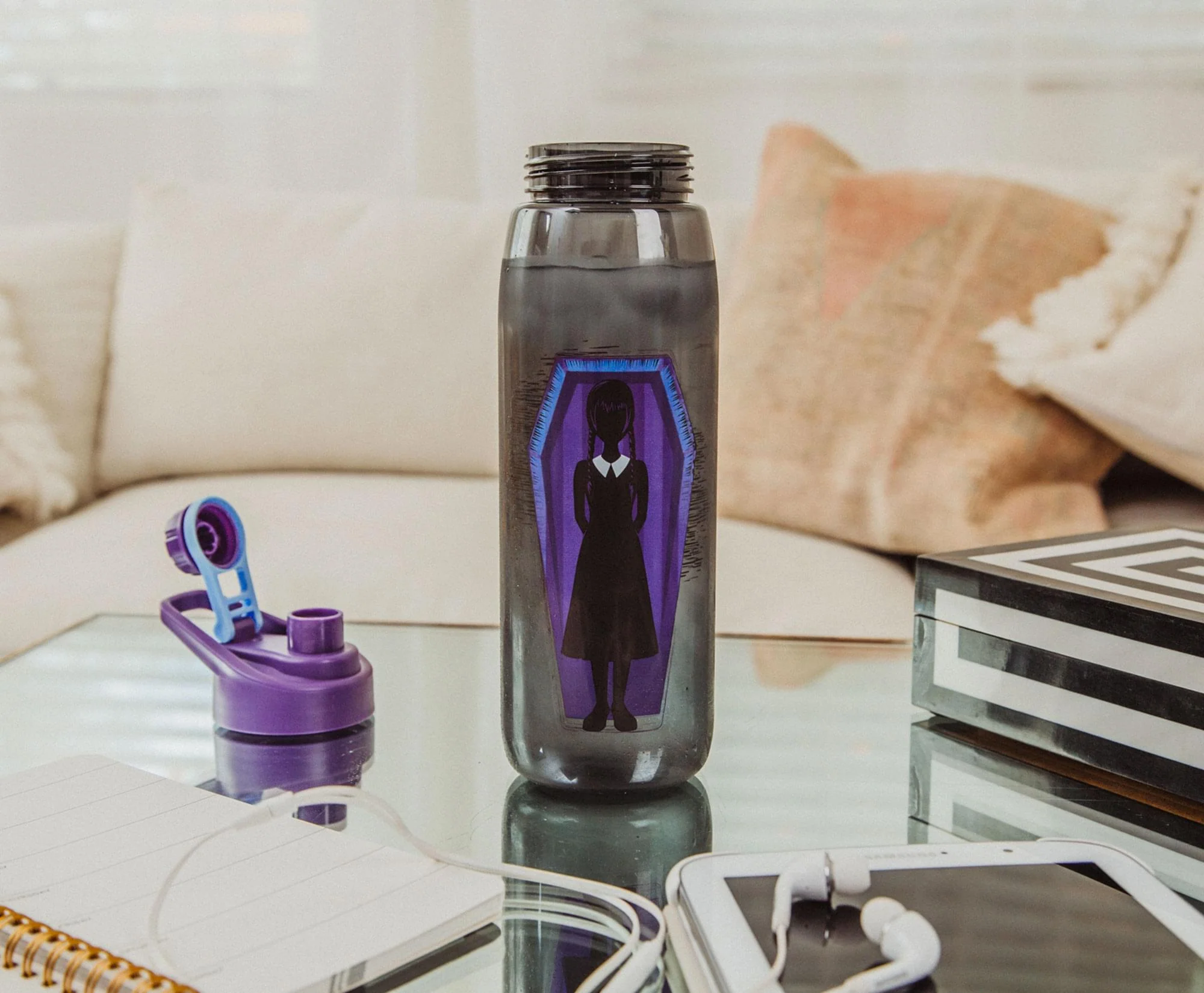 Addams Family "What Would Wednesday Do?" Water Bottle With Screw-Top Lid - Image 8