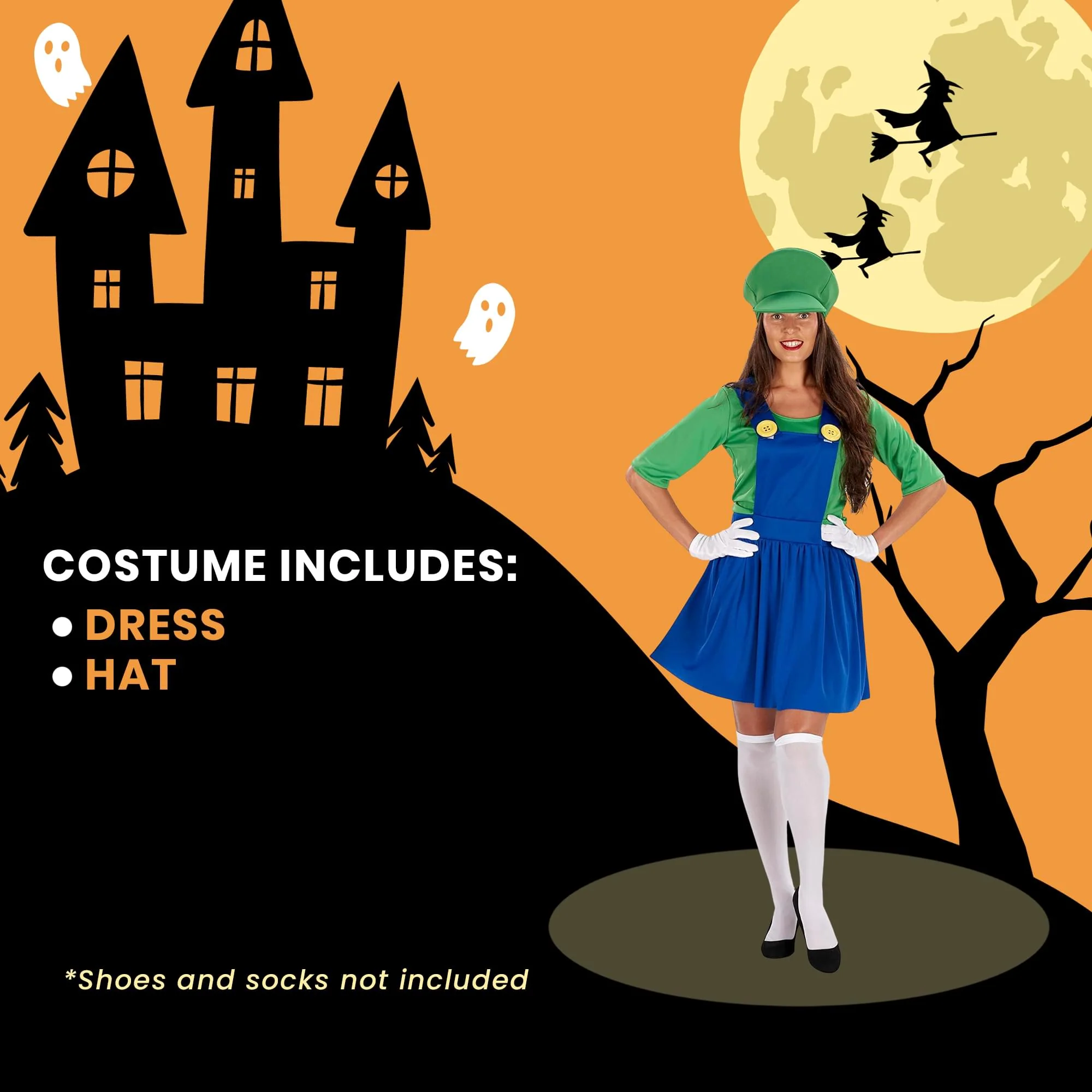Adult Green Plumber Dress Costume - Image 14