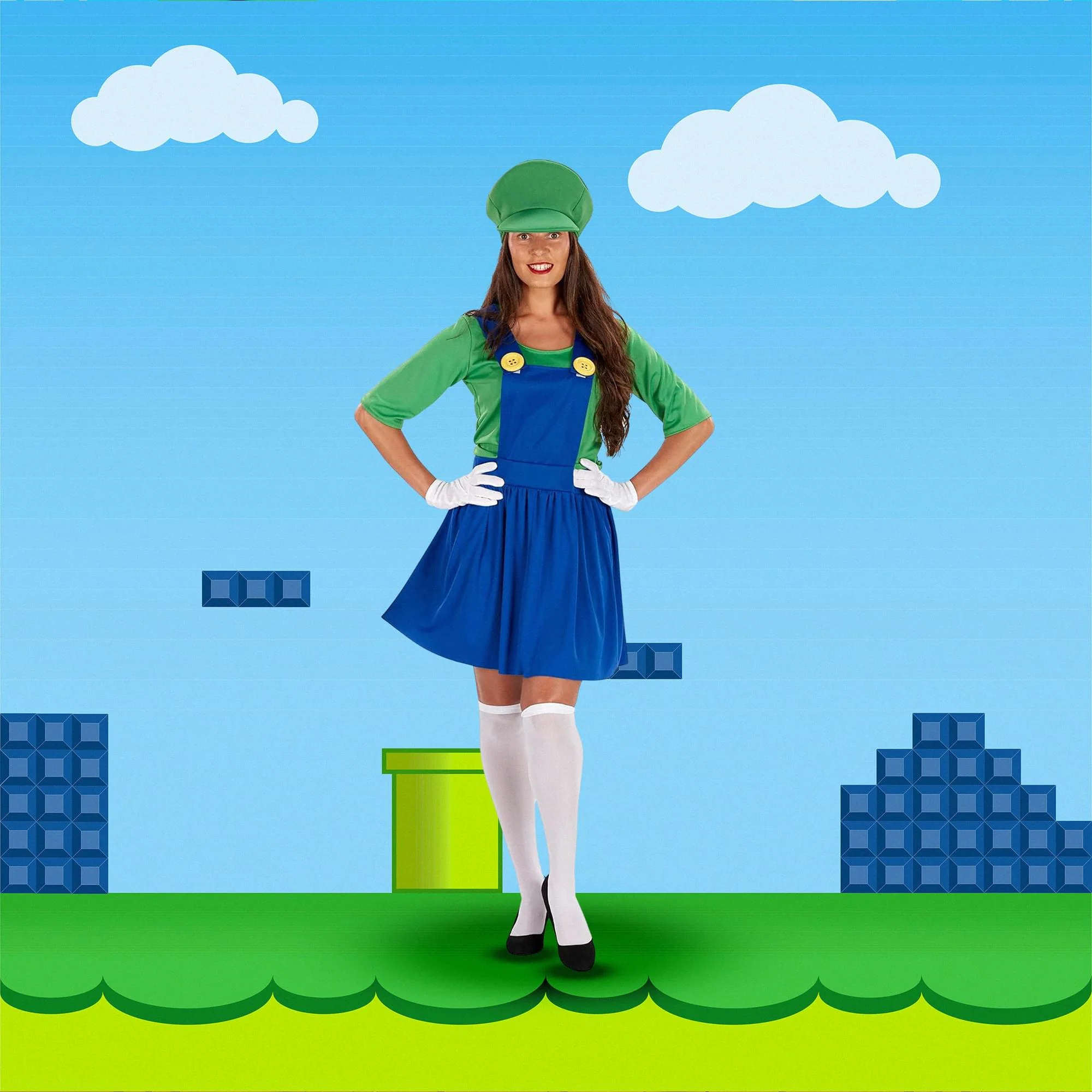 Adult Green Plumber Dress Costume - Image 5
