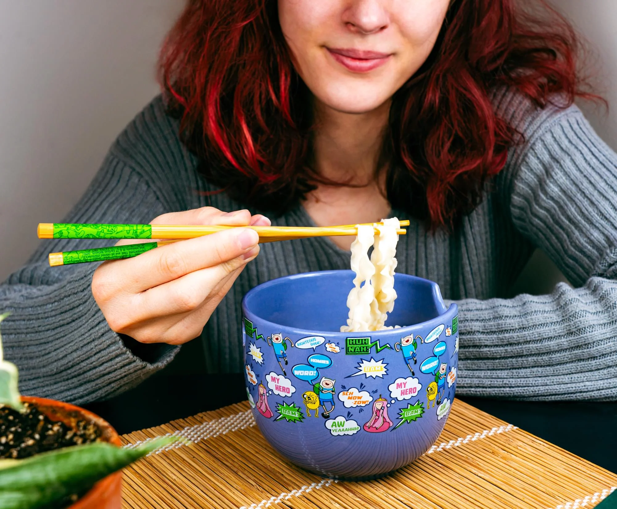 Adventure Time Quotes 20-Ounce Ceramic Ramen Bowl and Chopstick Set - Image 9