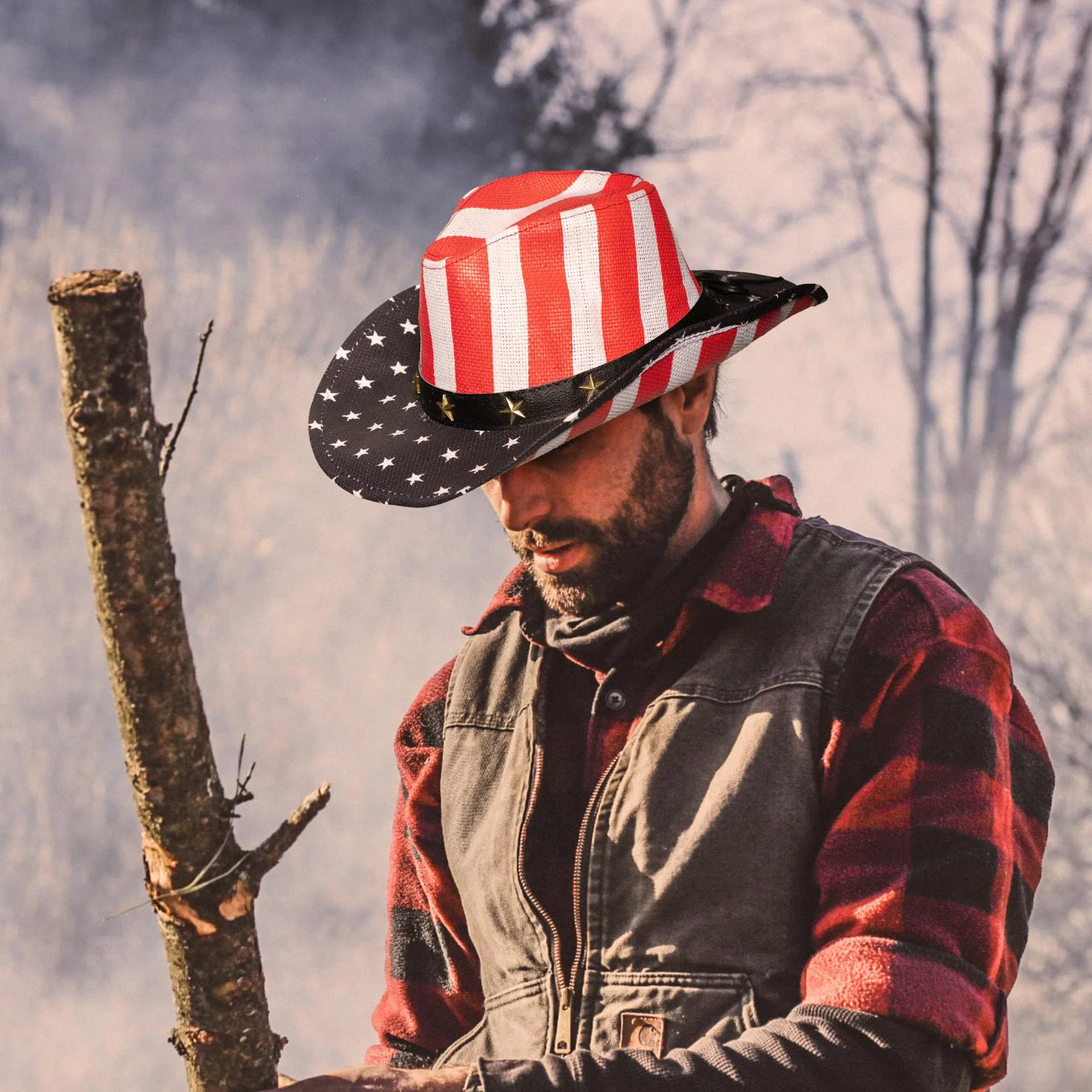 American Flag Cowboy Hat Adult Costume Accessory - Image 3