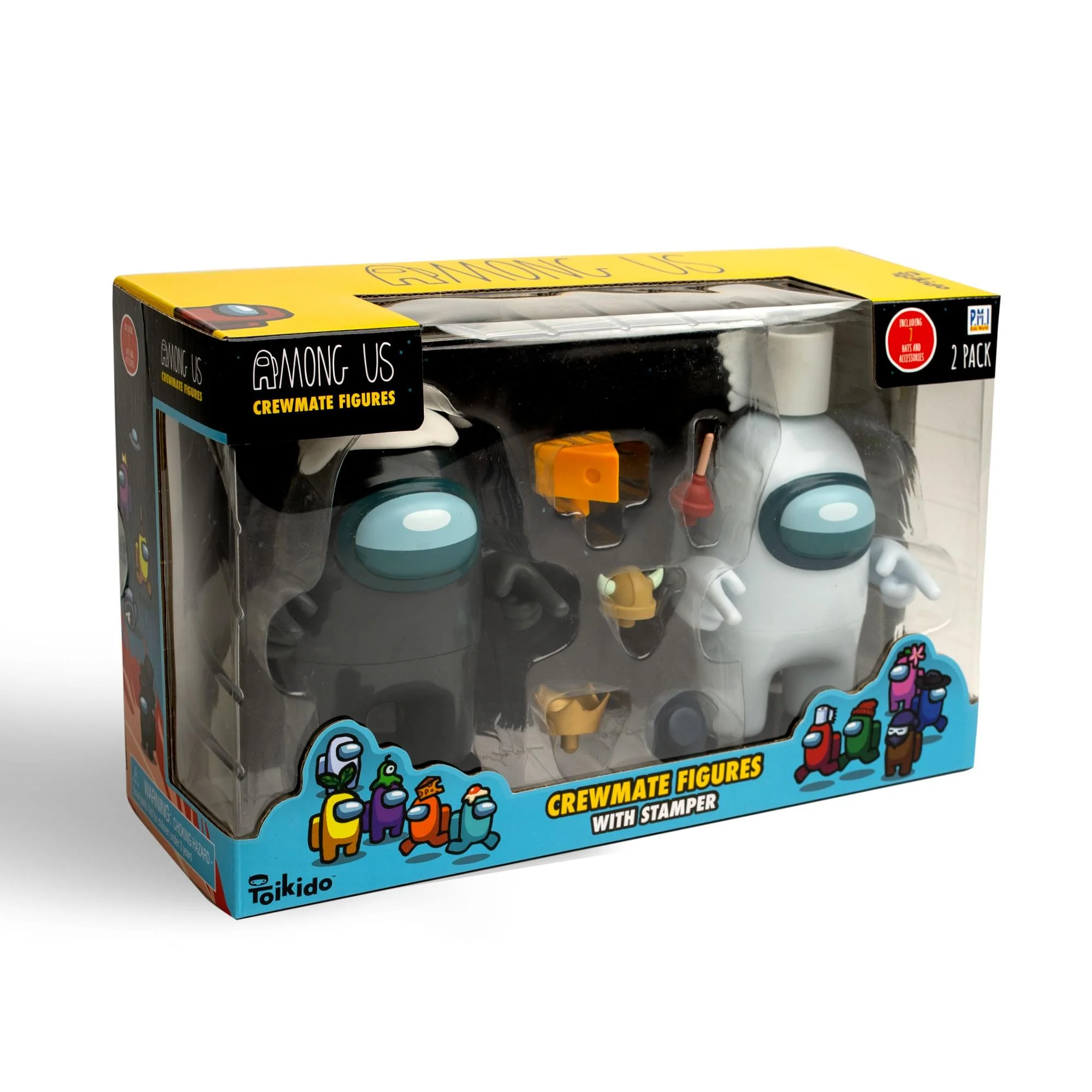 Among Us 4.5 Inch Figure Set with Stampers | Black & White Crewmates - Image 2