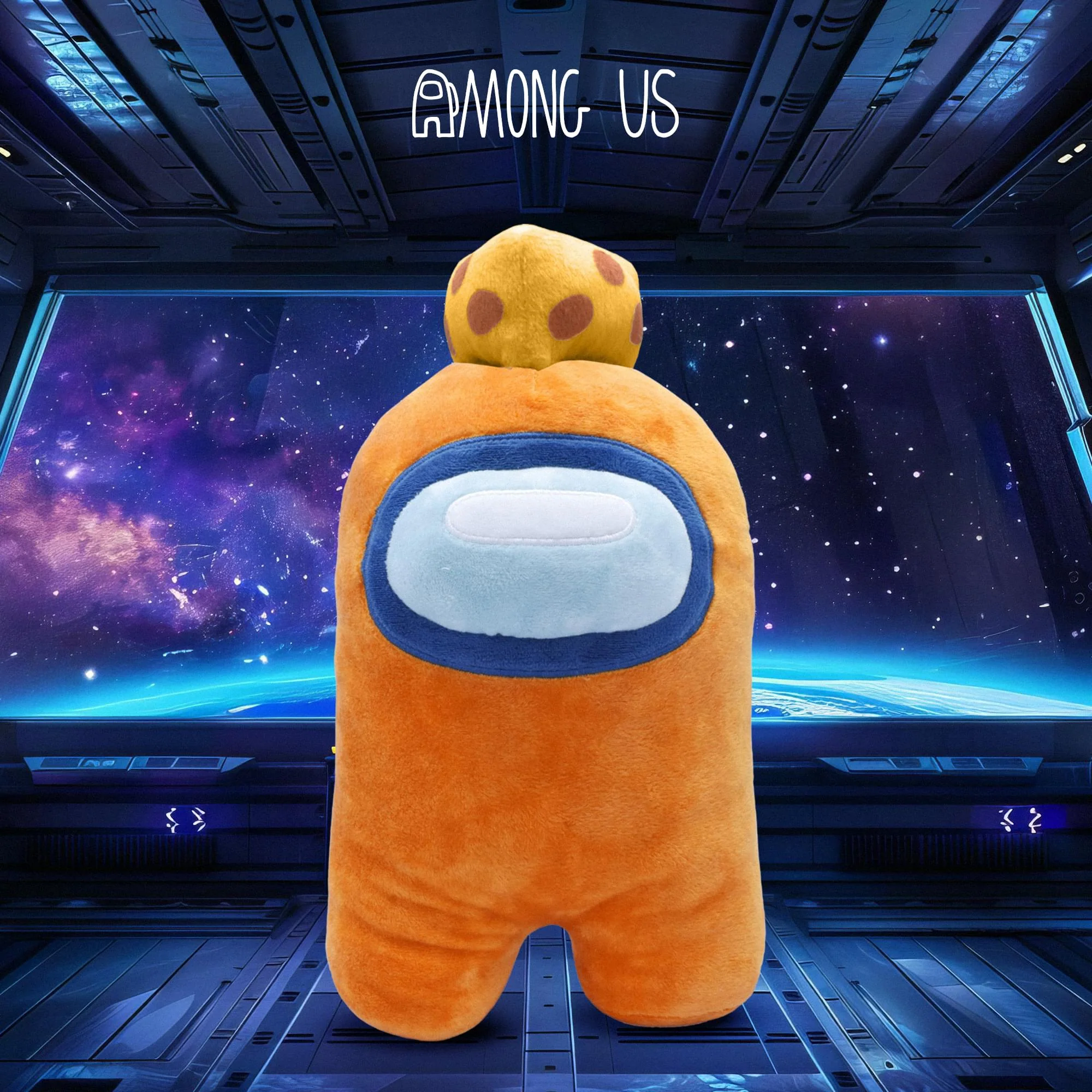 Among Us 7 Inch Plush | Orange Crewmate w/ Cheese Hat - Image 5