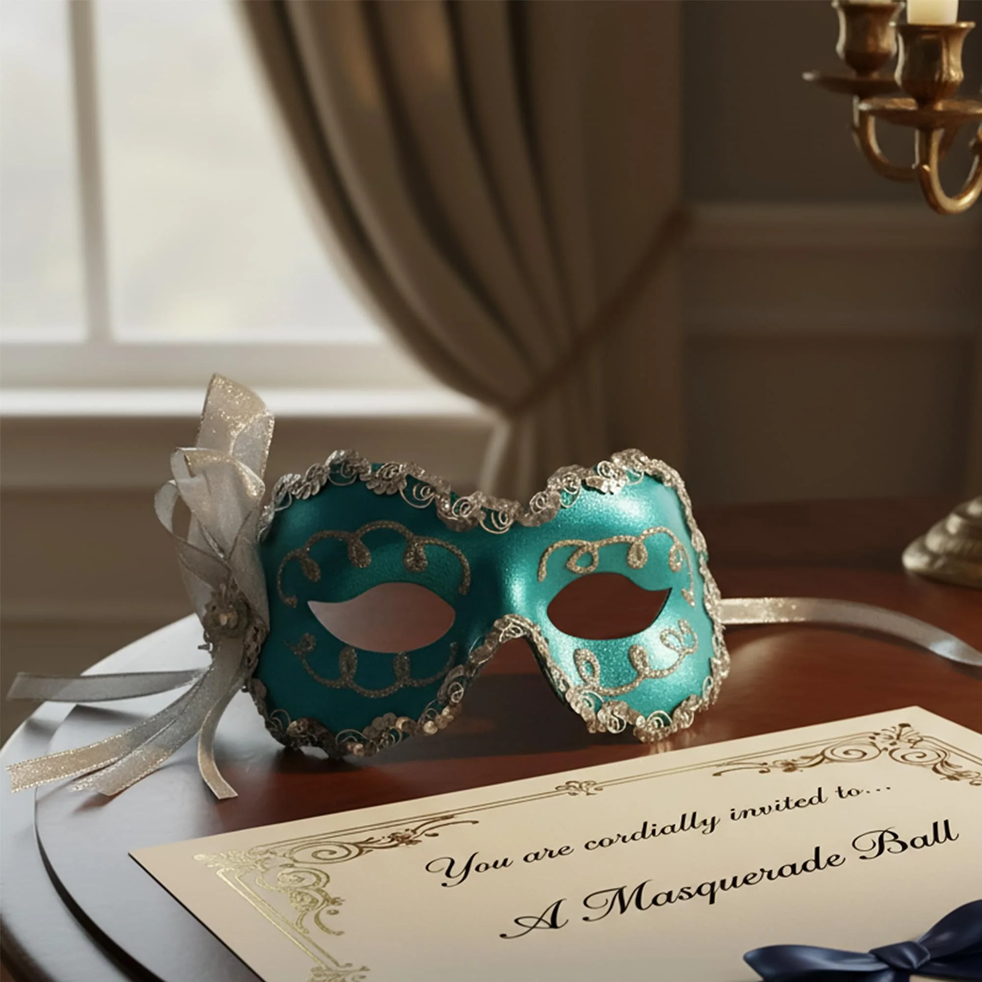Angelina Light Blue Adult Costume Mask - Image 4