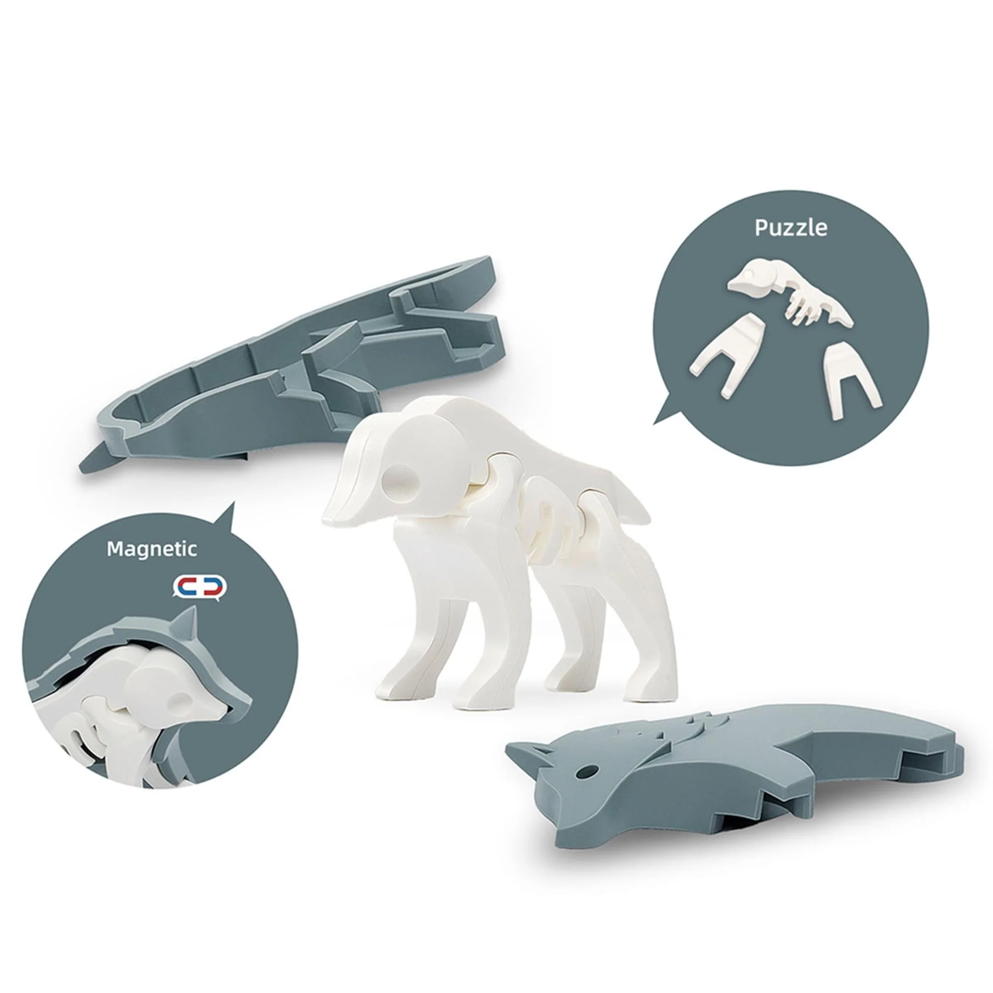 Animal Wolf Magnetic Puzzle Toy - Image 3