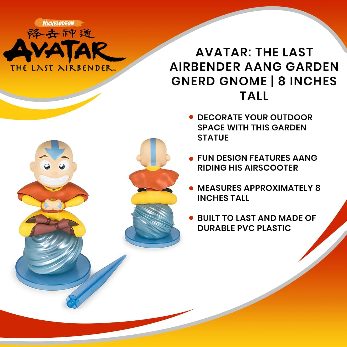 Avatar: The Last Airbender Aang Figure Garden Gnerd Gnome Statue | 8 Inches - Image 7