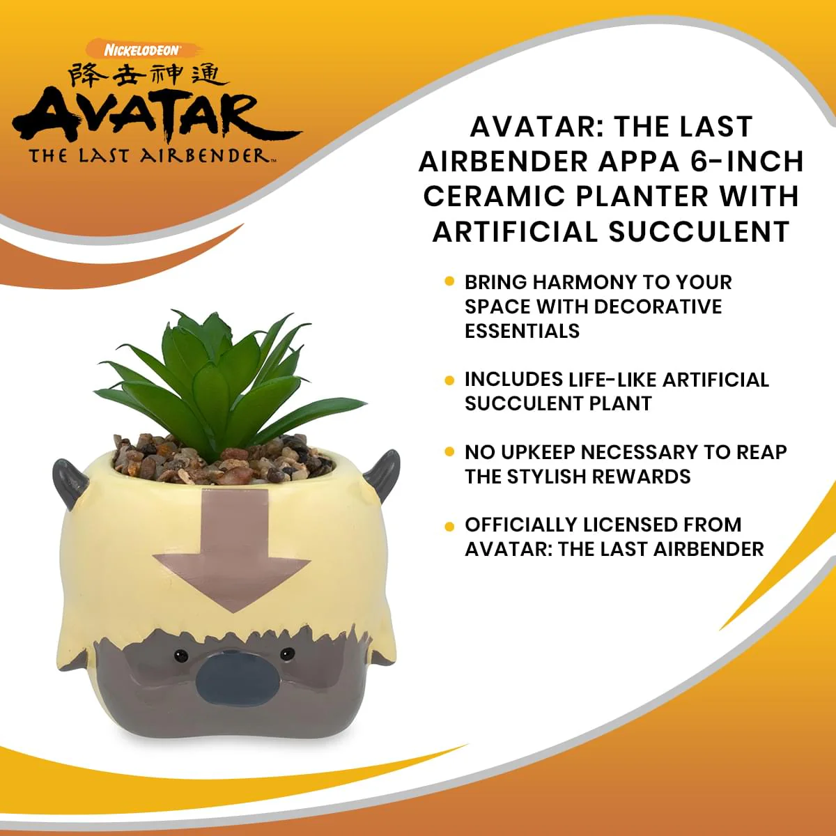 Avatar: The Last Airbender Appa 6-Inch Ceramic Planter With Artificial Succulent - Image 7