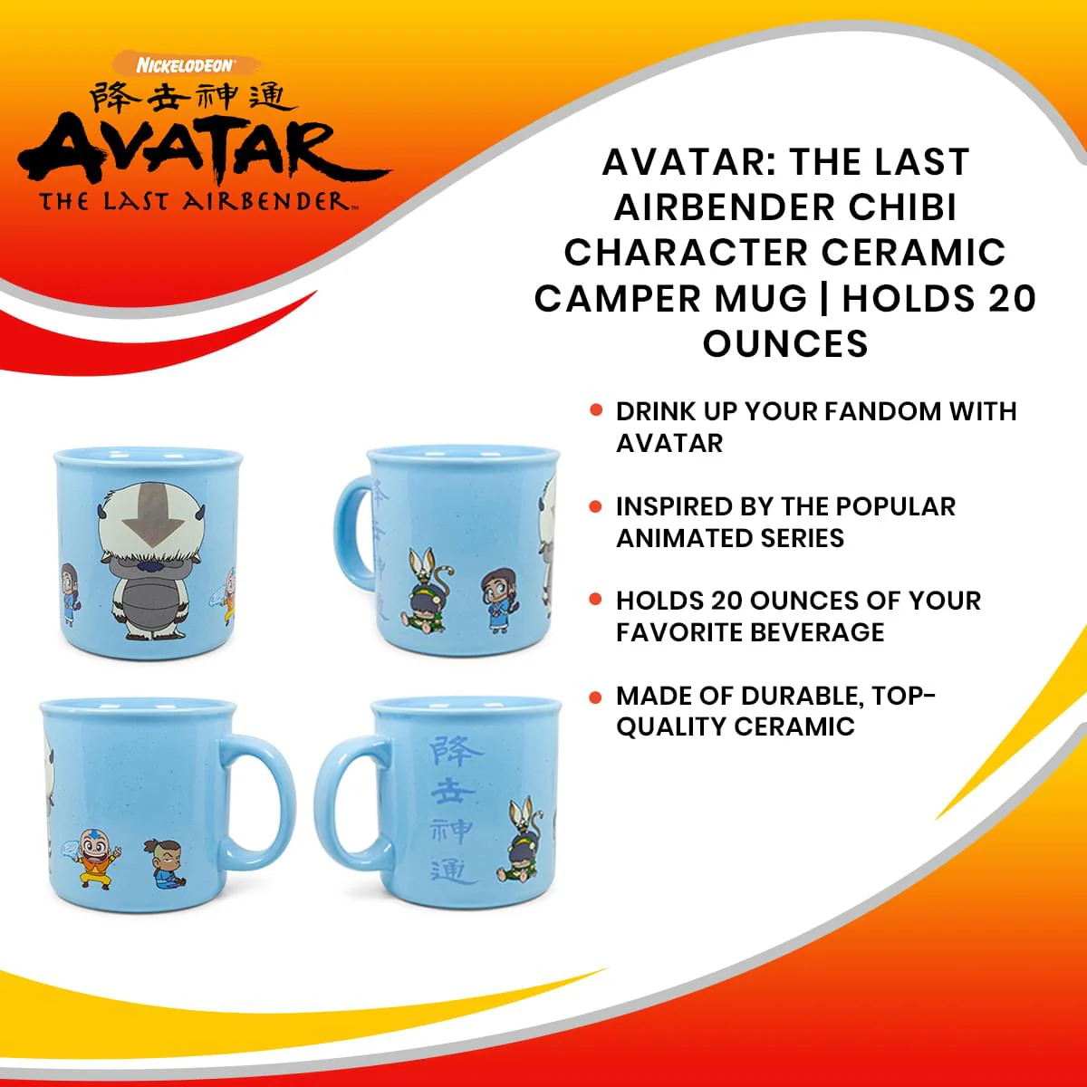 Avatar: The Last Airbender Chibi Character Ceramic Camper Mug | Holds 20 Ounces - Image 7