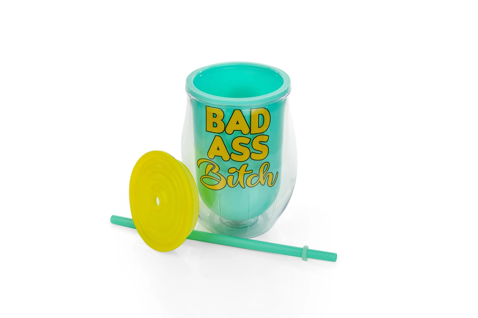Bad Ass Bitch Reusable Plastic Wine Tumbler Cup With Lid & Straw | Holds 12 Ounces - Image 4