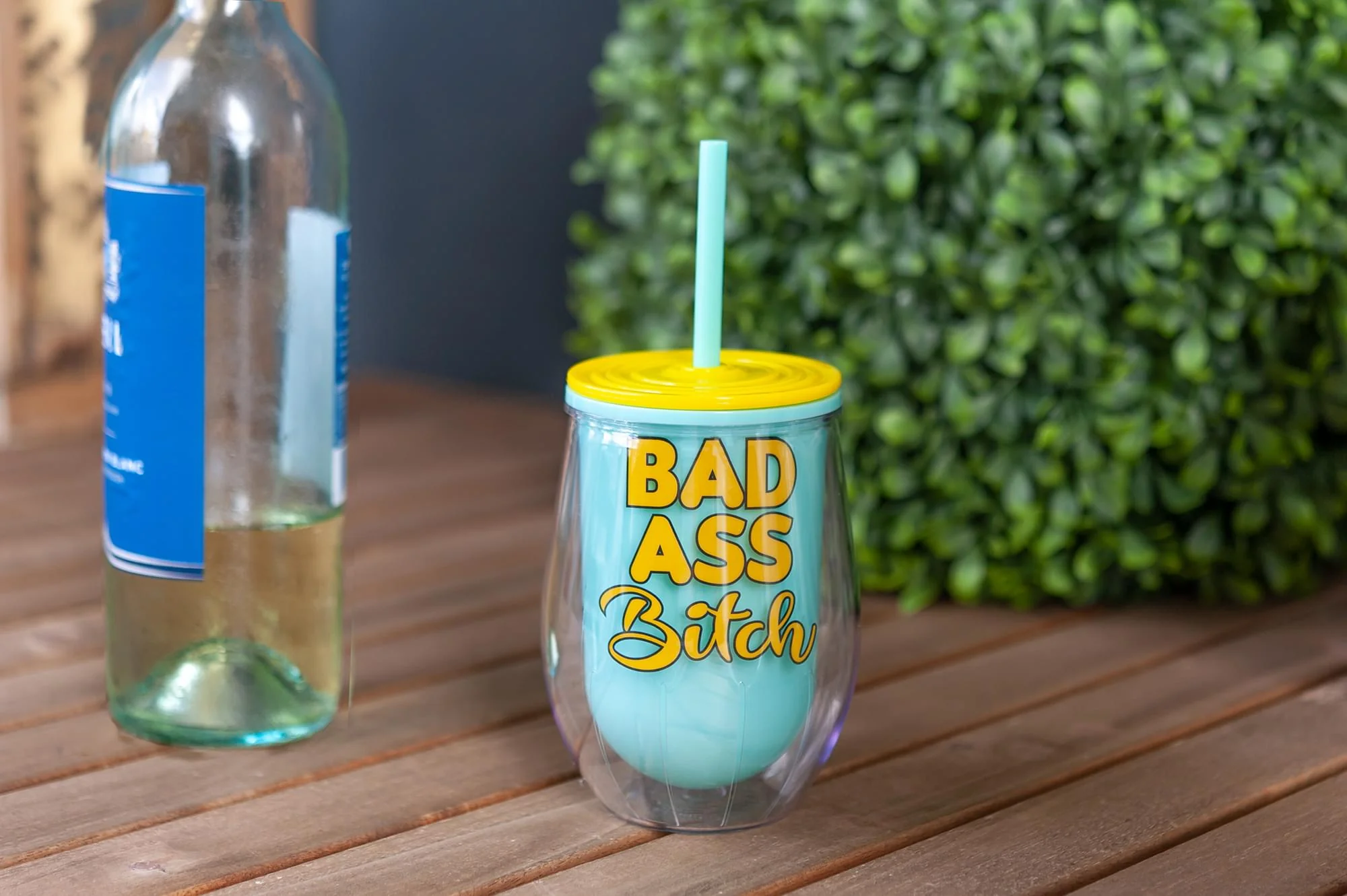Bad Ass Bitch Reusable Plastic Wine Tumbler Cup With Lid & Straw | Holds 12 Ounces - Image 6