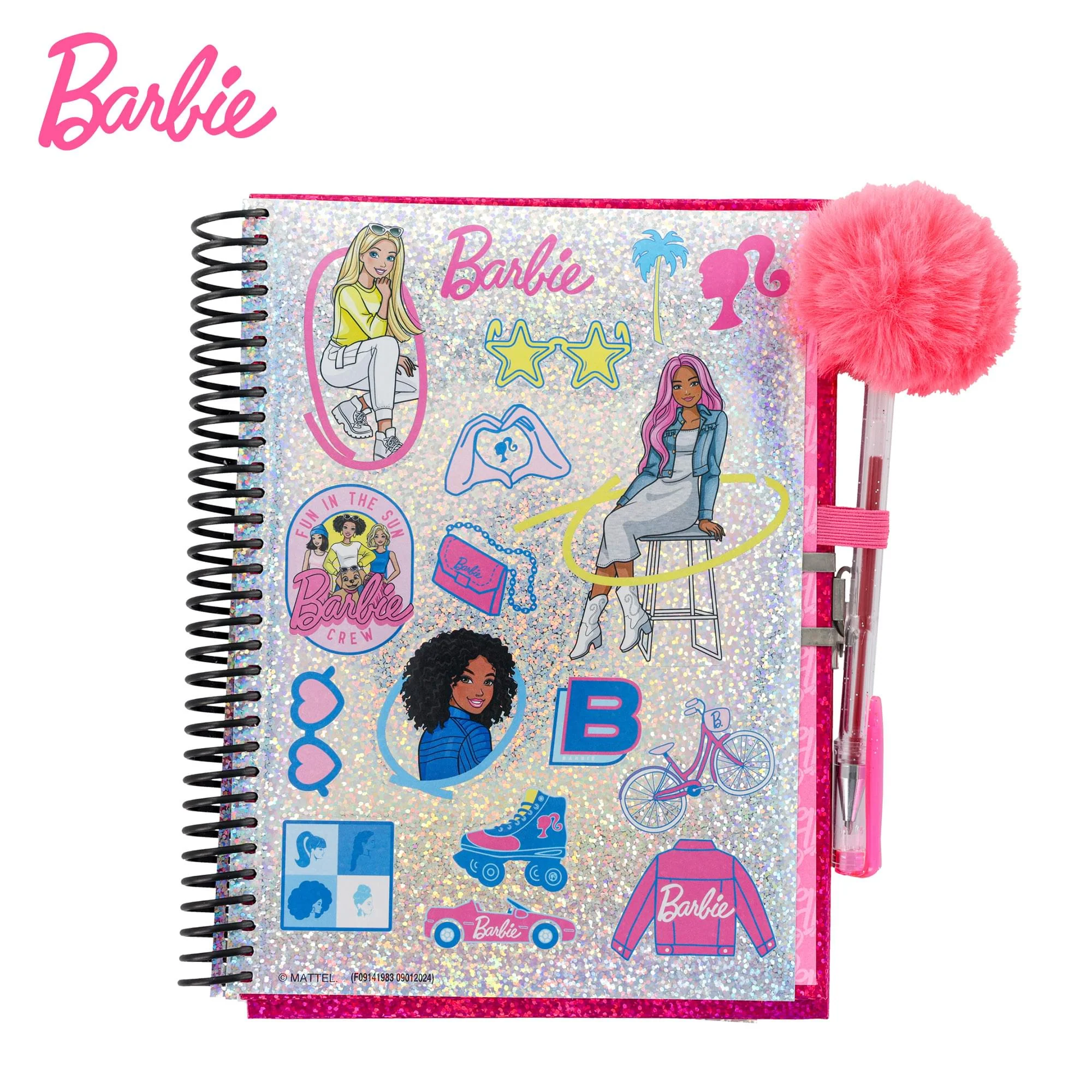 Barbie 200-Page Spiral Notebook With Lock, Gel Pen, and Stickers | 6 x 8 Inches - Image 6