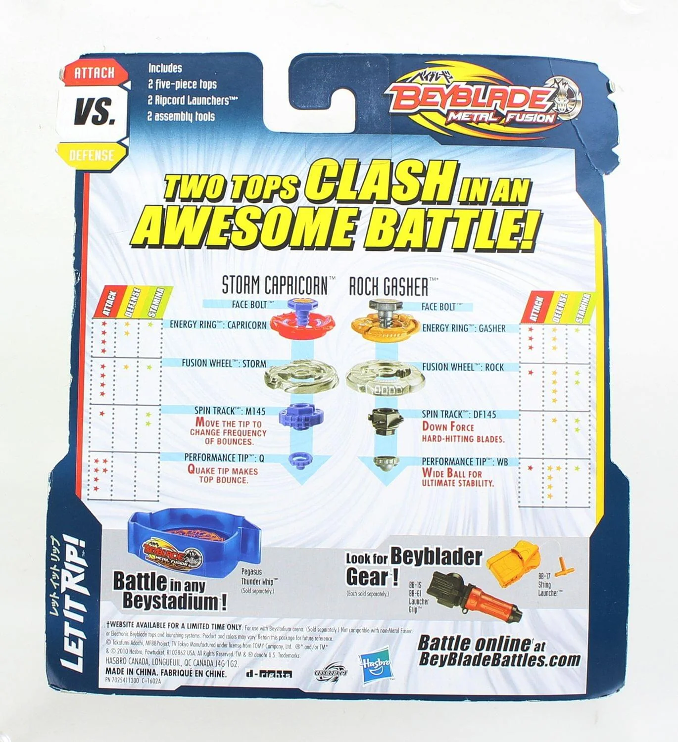 Beyblade Metal Fusion Battle Top Dual Pack - Storm Capricorn vs. Rock Gasher - Image 2