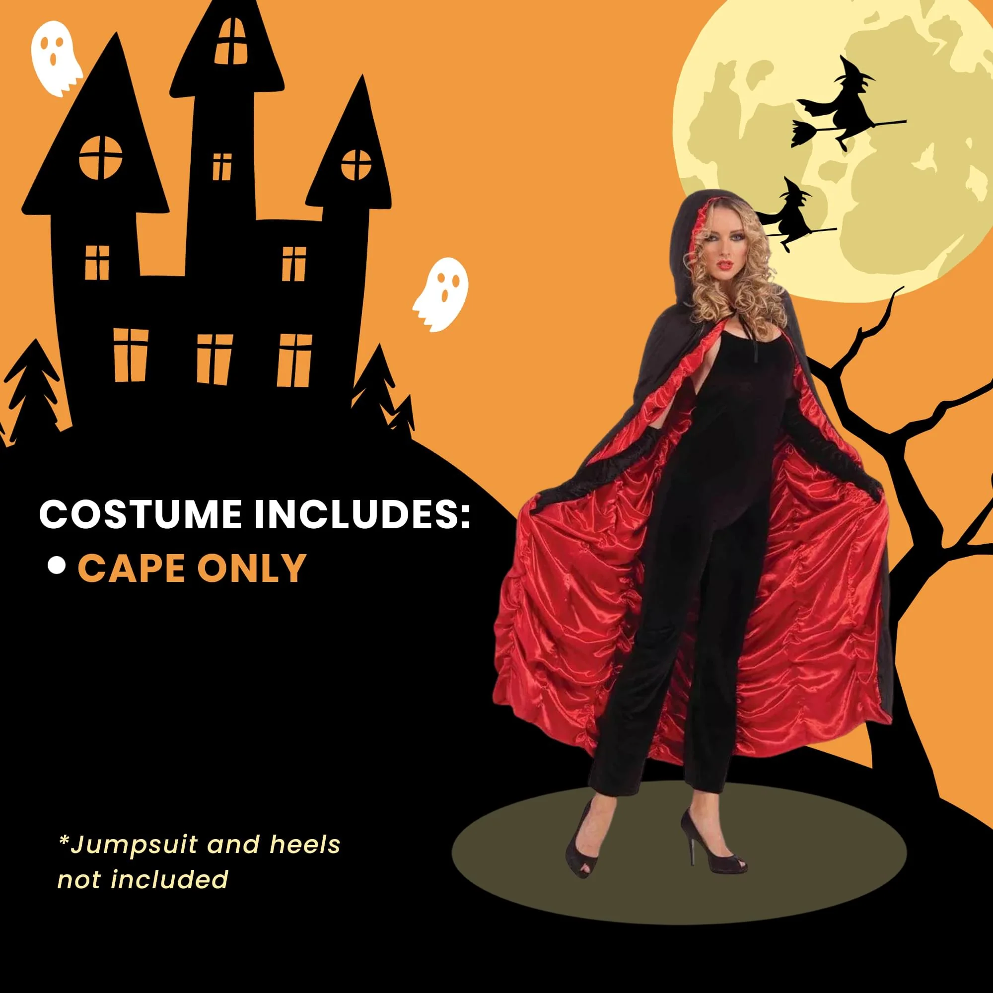 Black And Red Female Hooded Costume Cape - Image 4