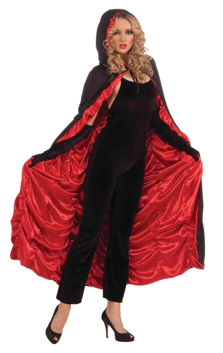Black And Red Female Hooded Costume Cape - Image 5
