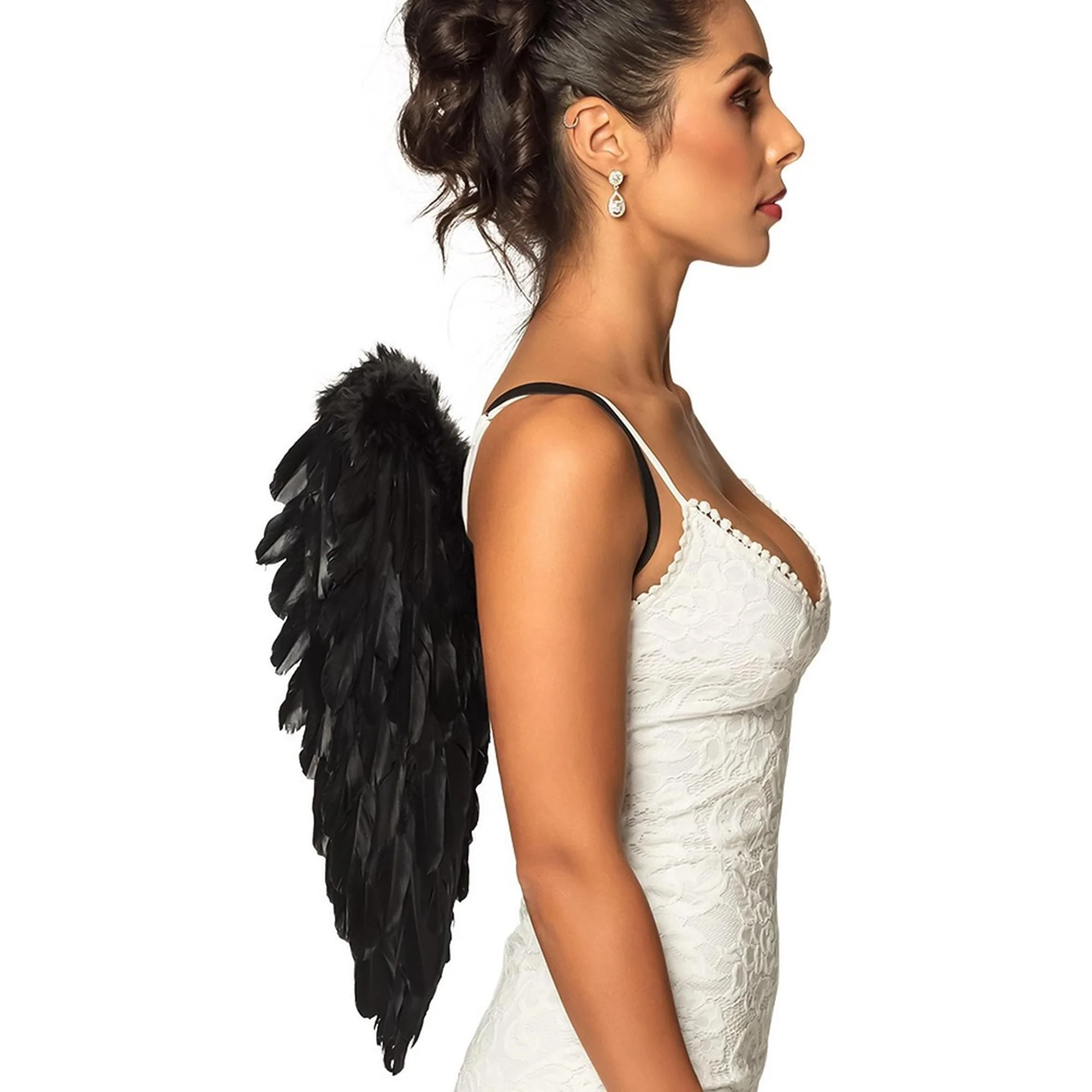 Black Feather Angel Wings Adult Costume Accessory - Image 3