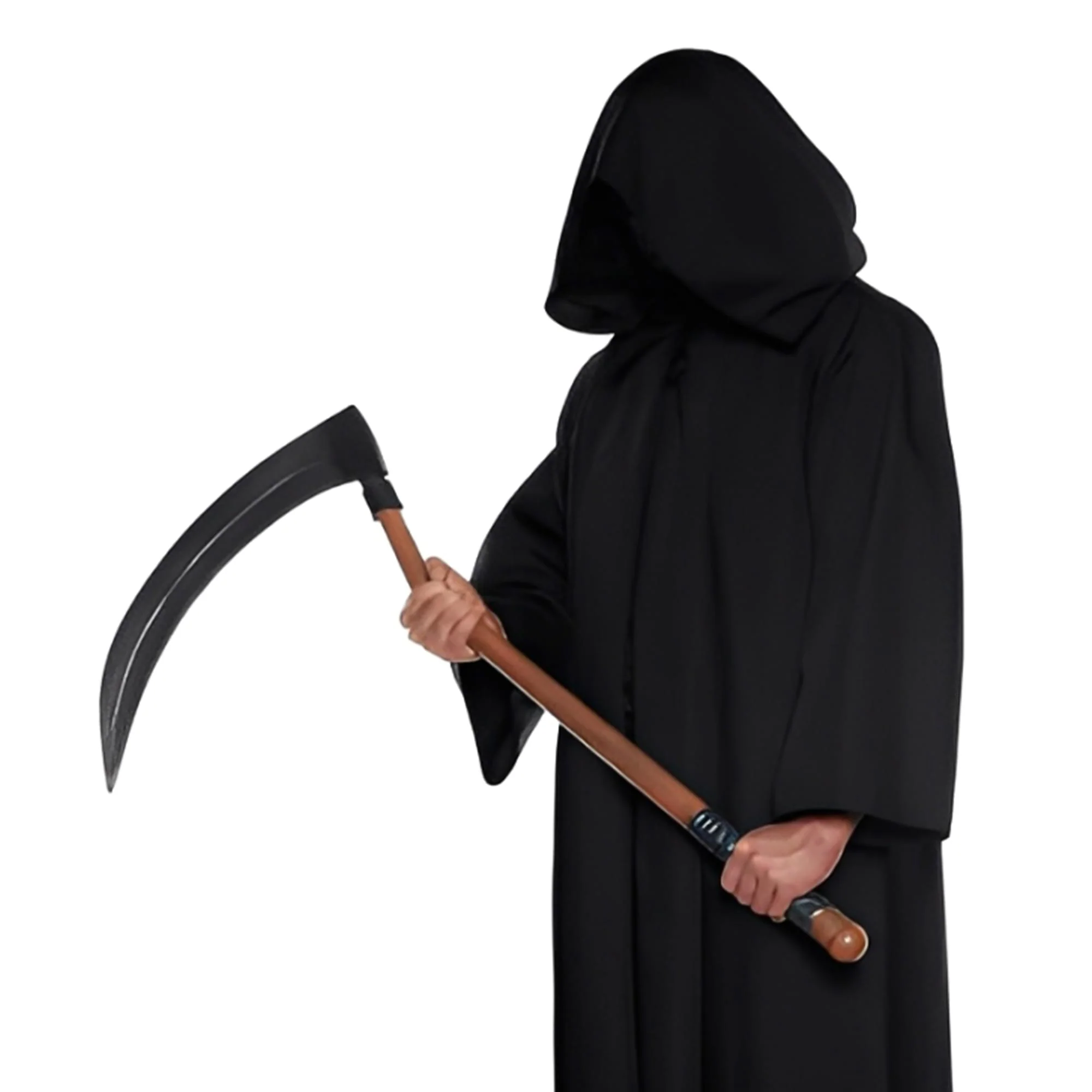 Black Hooded Horror Cloak Adult Costume - Image 10