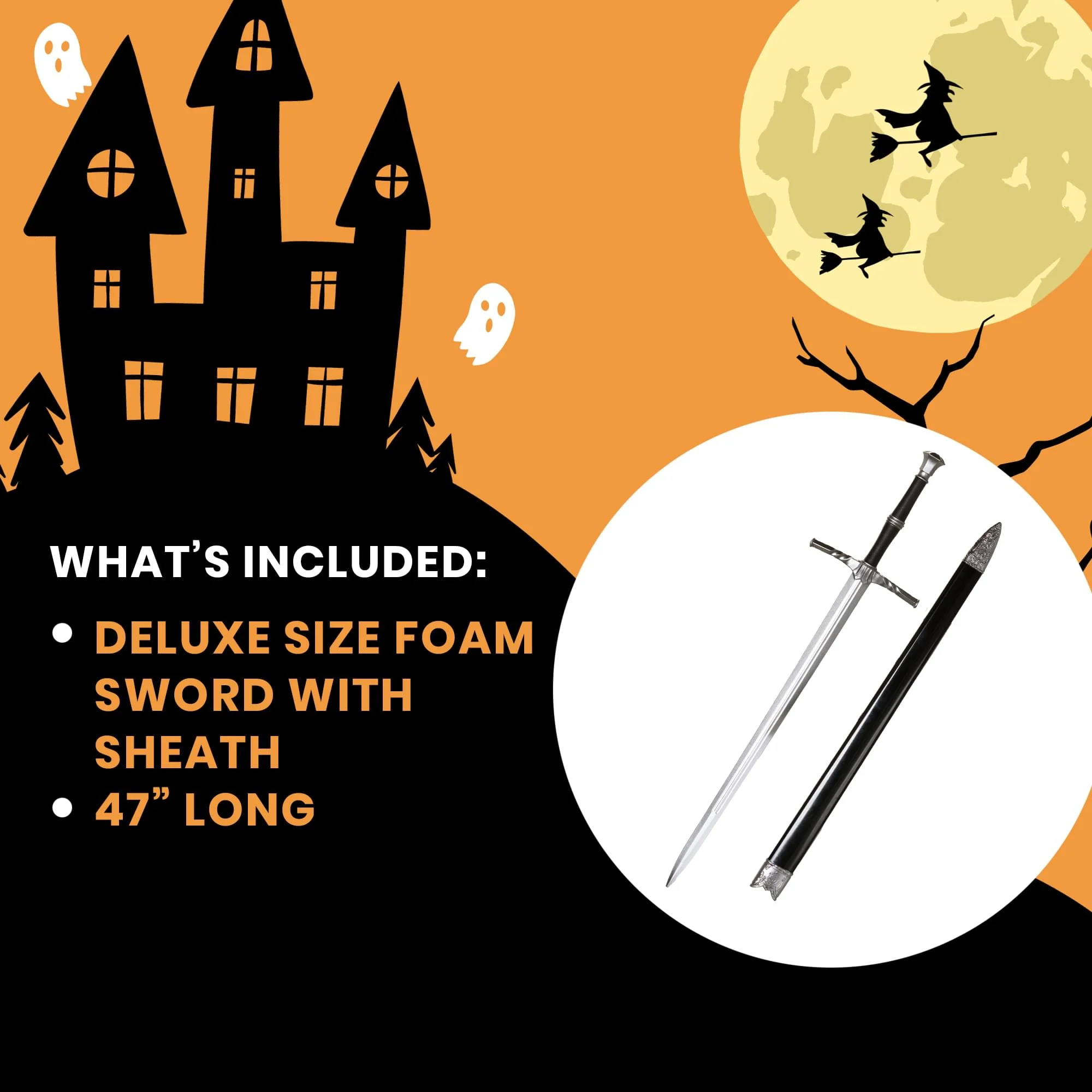 Black Knight Sword and Sheath 47 Inch Foam Adult Costume Accessory - Image 5