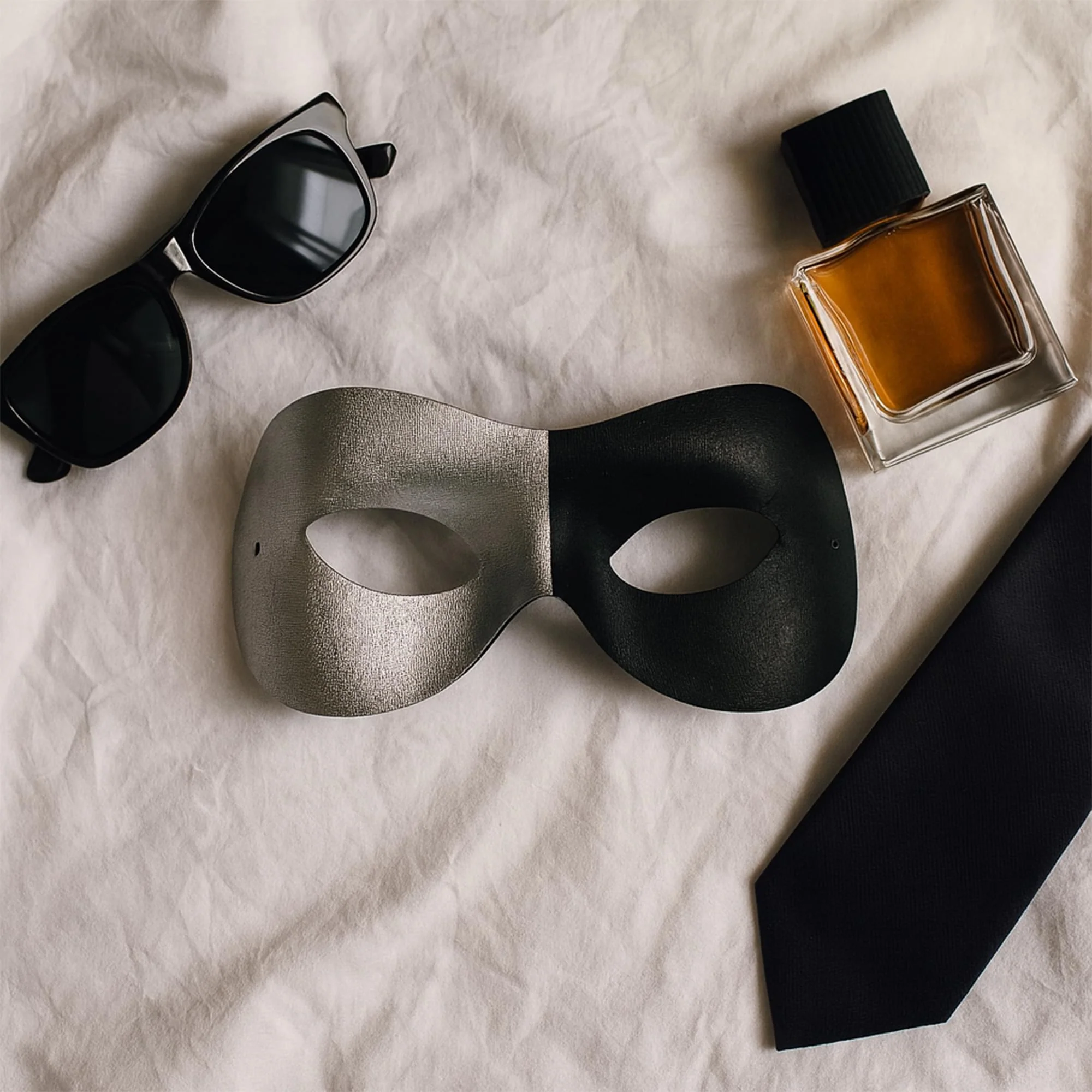 Black & Silver Fashion Mask (Half) - Image 2