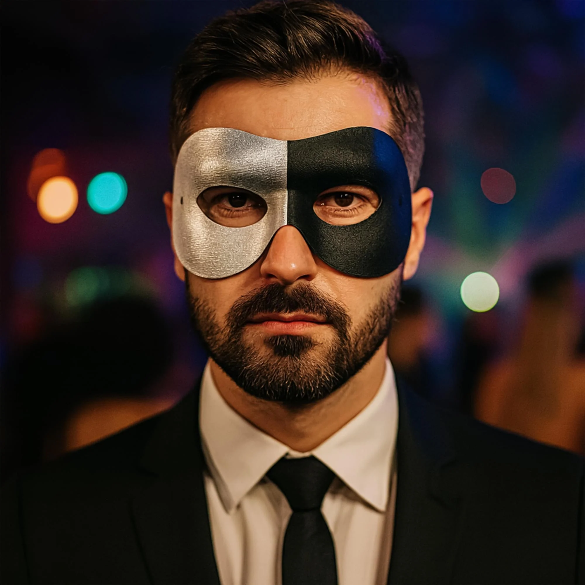 Black & Silver Fashion Mask (Half) - Image 3