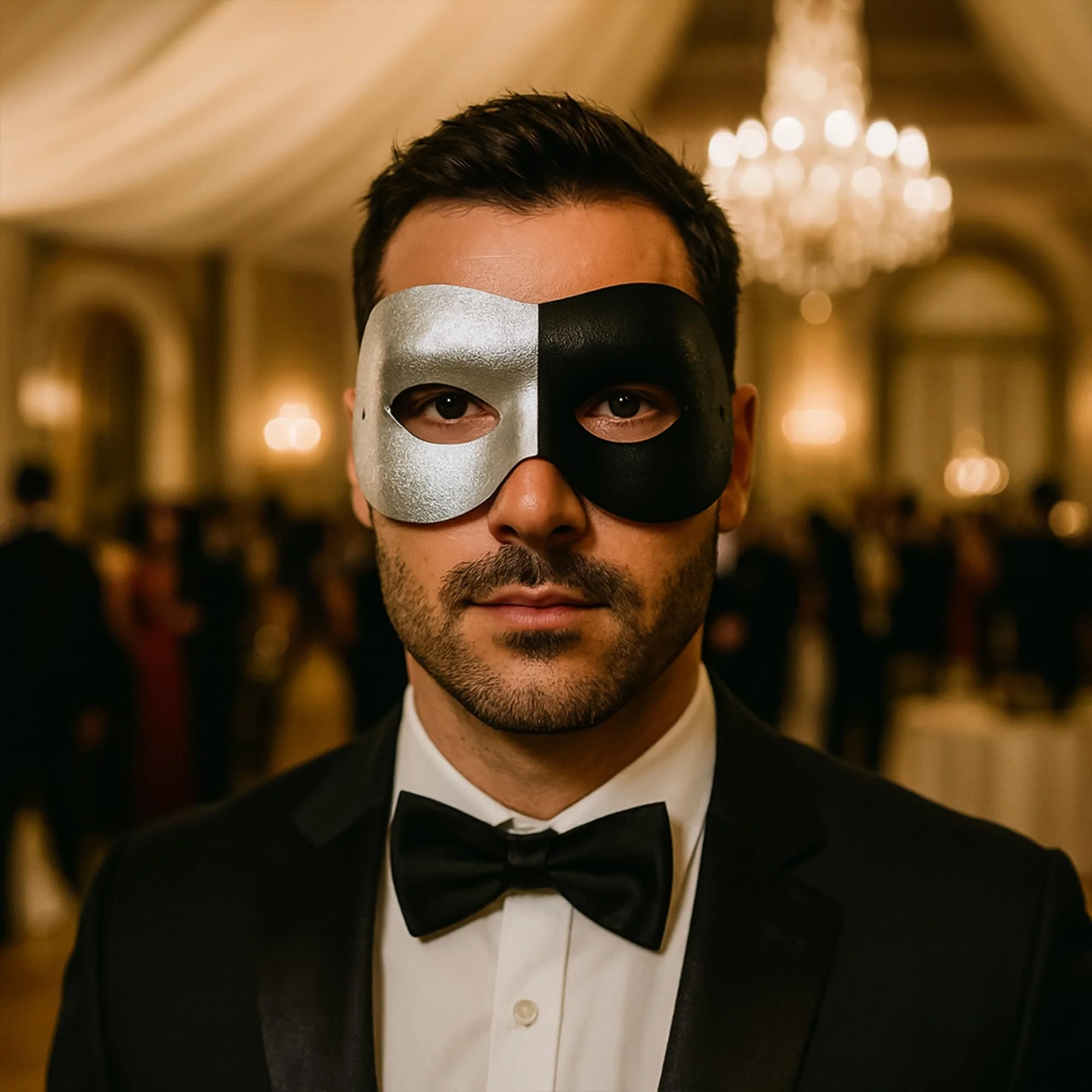 Black & Silver Fashion Mask (Half) - Image 4
