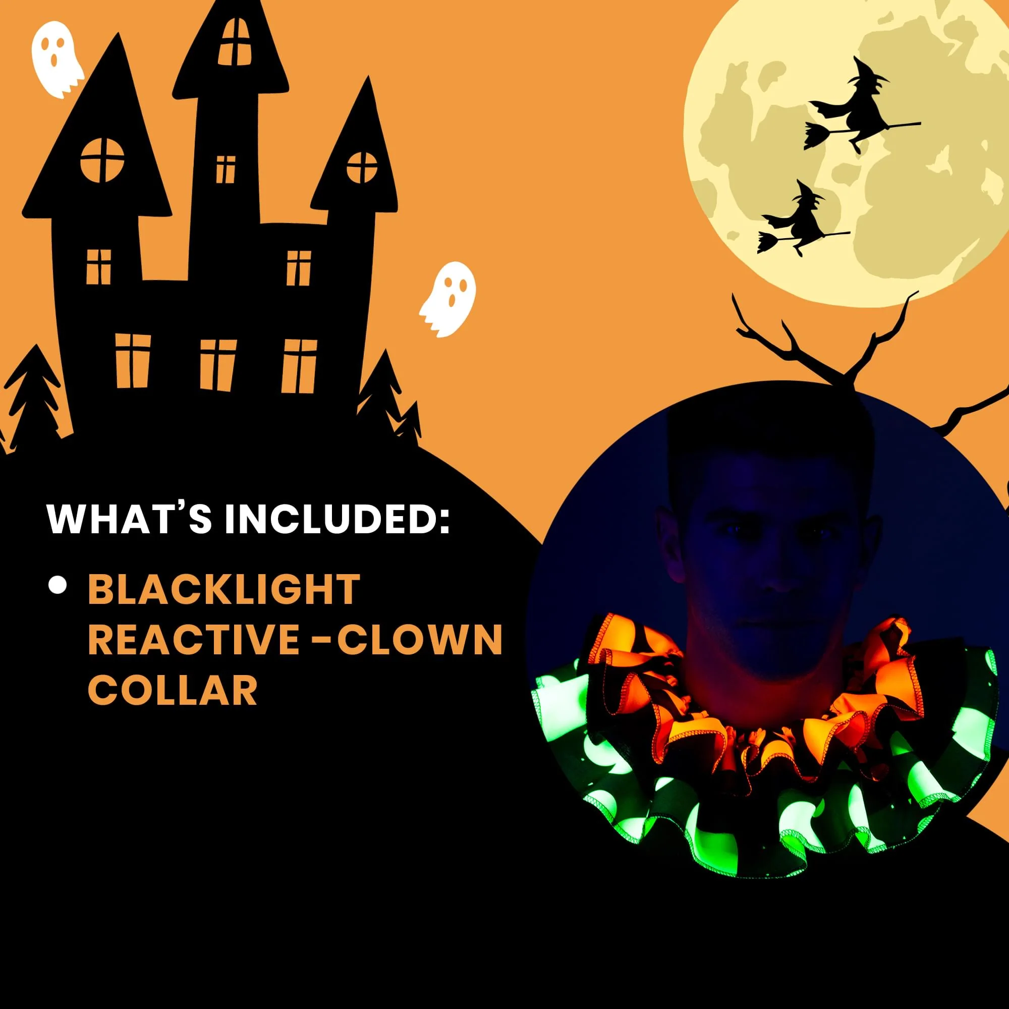 Blacklight Reactive Clown Collar Adult Costume Accessory - Image 3