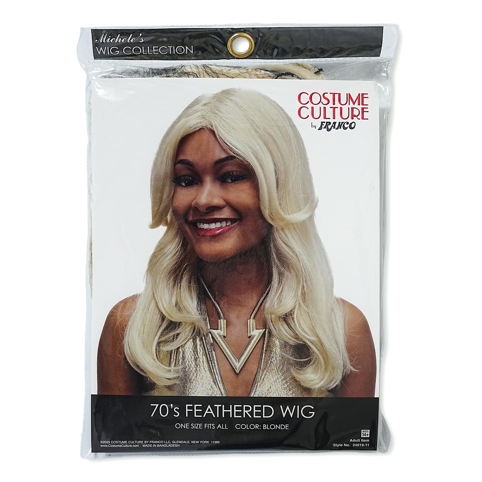Blonde 70s Feathered Adult Costume Wig | One Size - Image 9