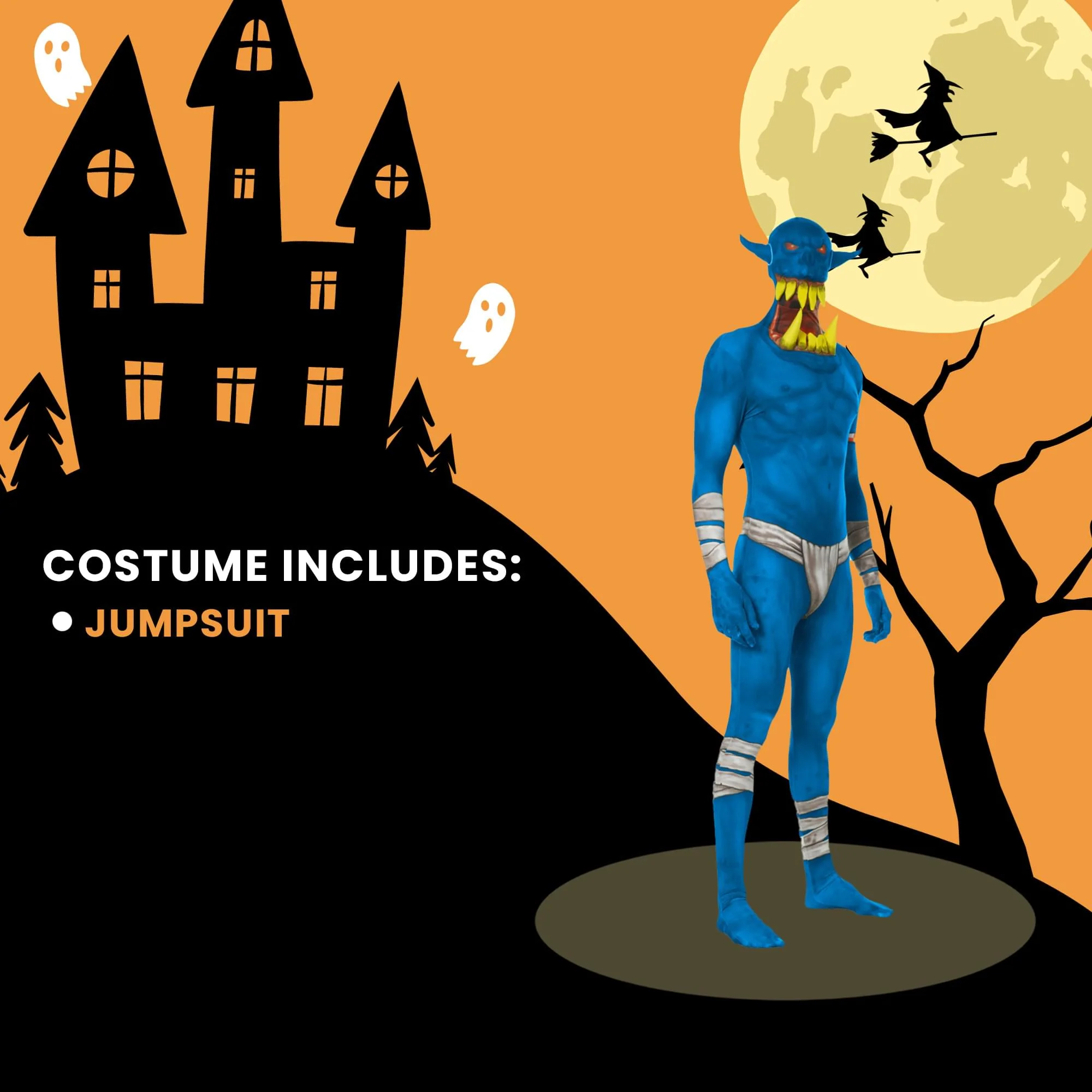 Blue Orc Jaw Dropper Adult Costume Morphsuit - Image 22