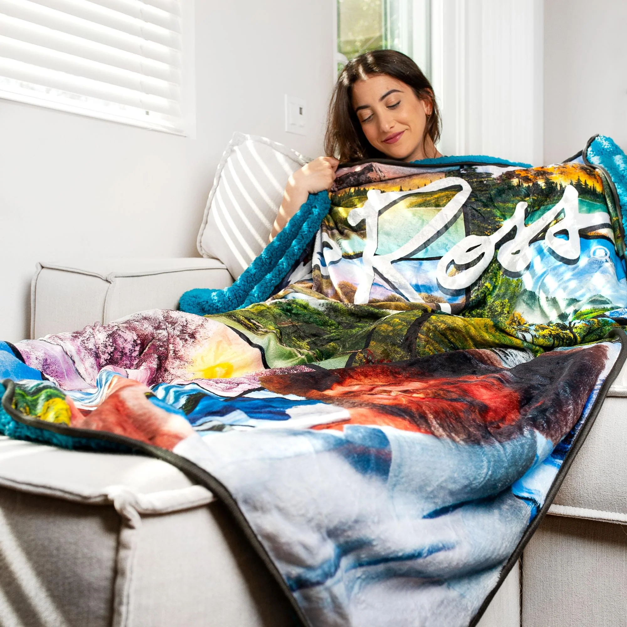 Bob Ross Oversized Fleece Sherpa Throw Blanket | 54 x 72 Inches - Image 5