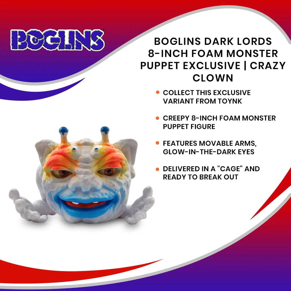 Boglins Dark Lords 8-Inch Foam Monster Puppet Exclusive | Crazy Clown - Image 5