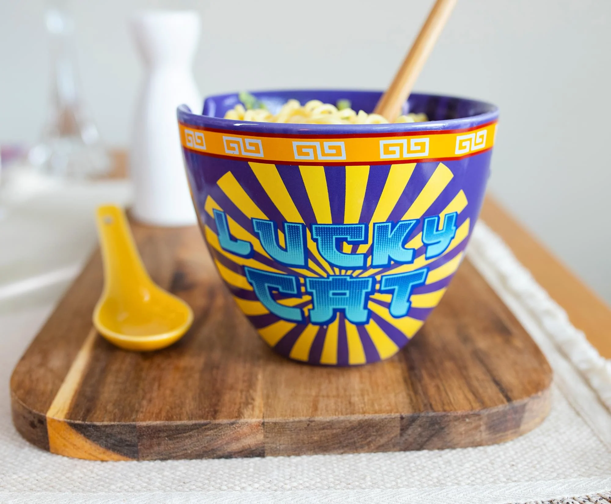 Bowl Bop Purple Lucky Cat Japanese Dinner Set | 16-Ounce Ramen Bowl, Chopsticks - Image 5
