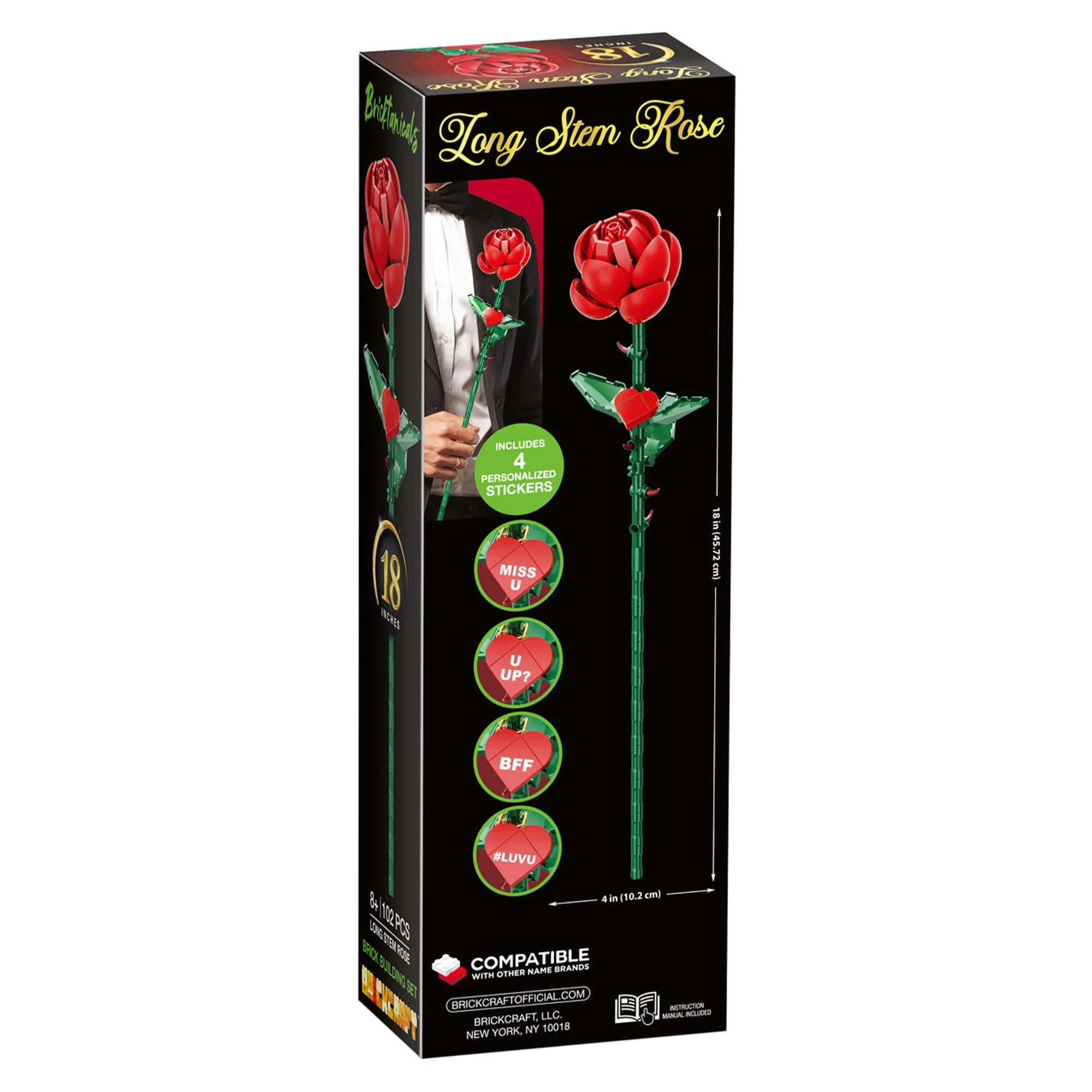 Bricktanicals Long Stem Red Rose 102 Pieces Building Set - Image 9