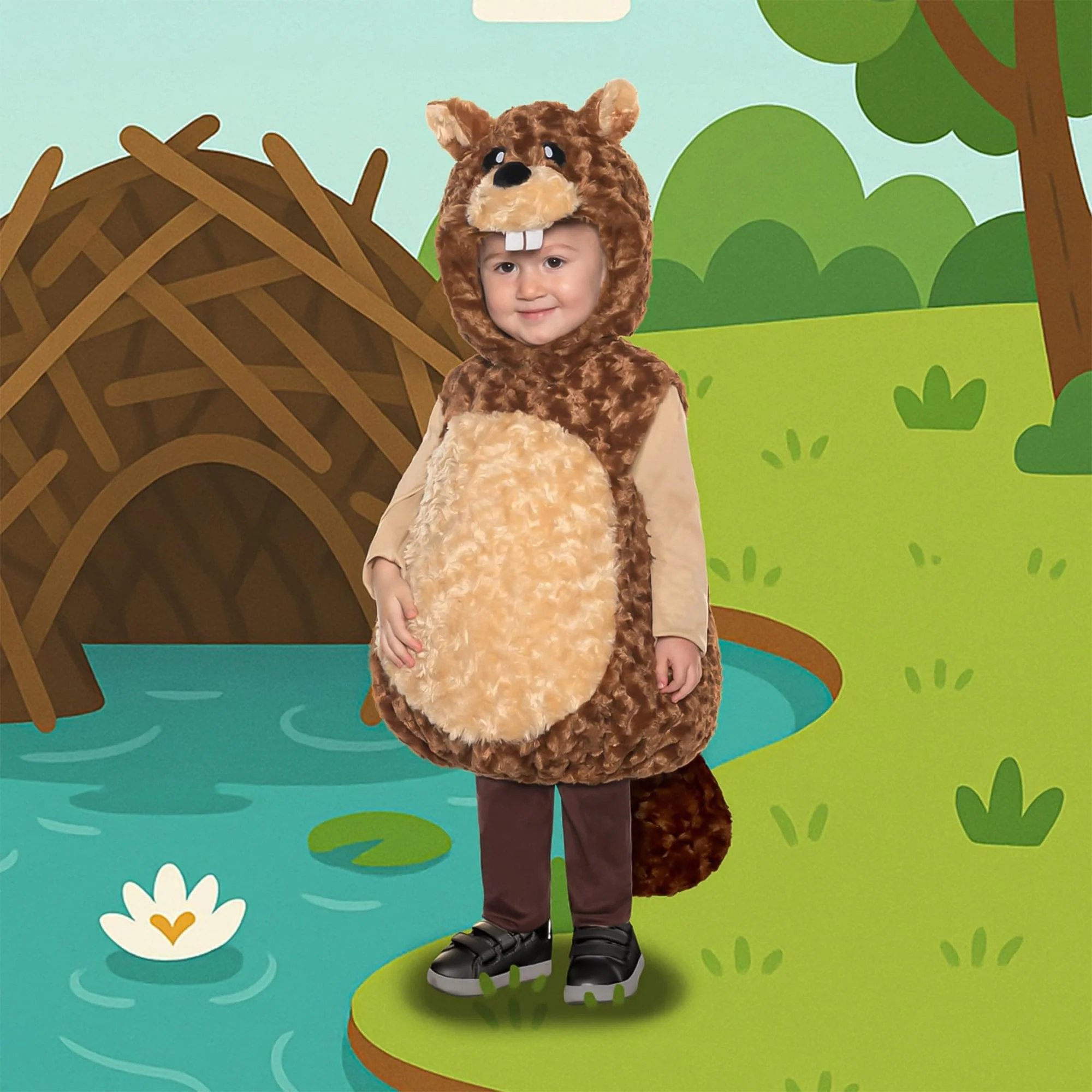 Brown Beaver Plush Baby Costume With Hood - Image 4