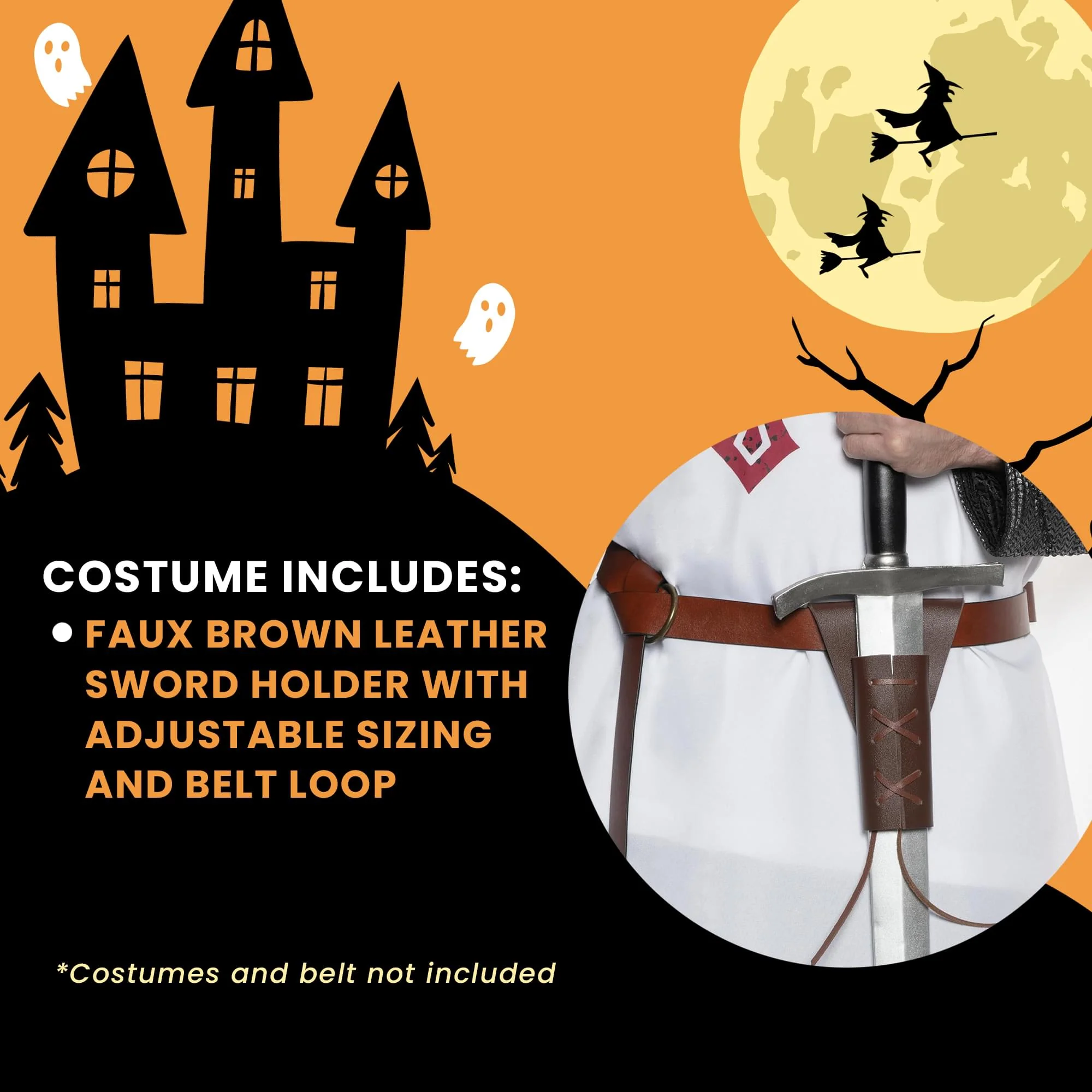 Brown Faux Leather Sword Sheath Adult Costume Accessory - Image 3