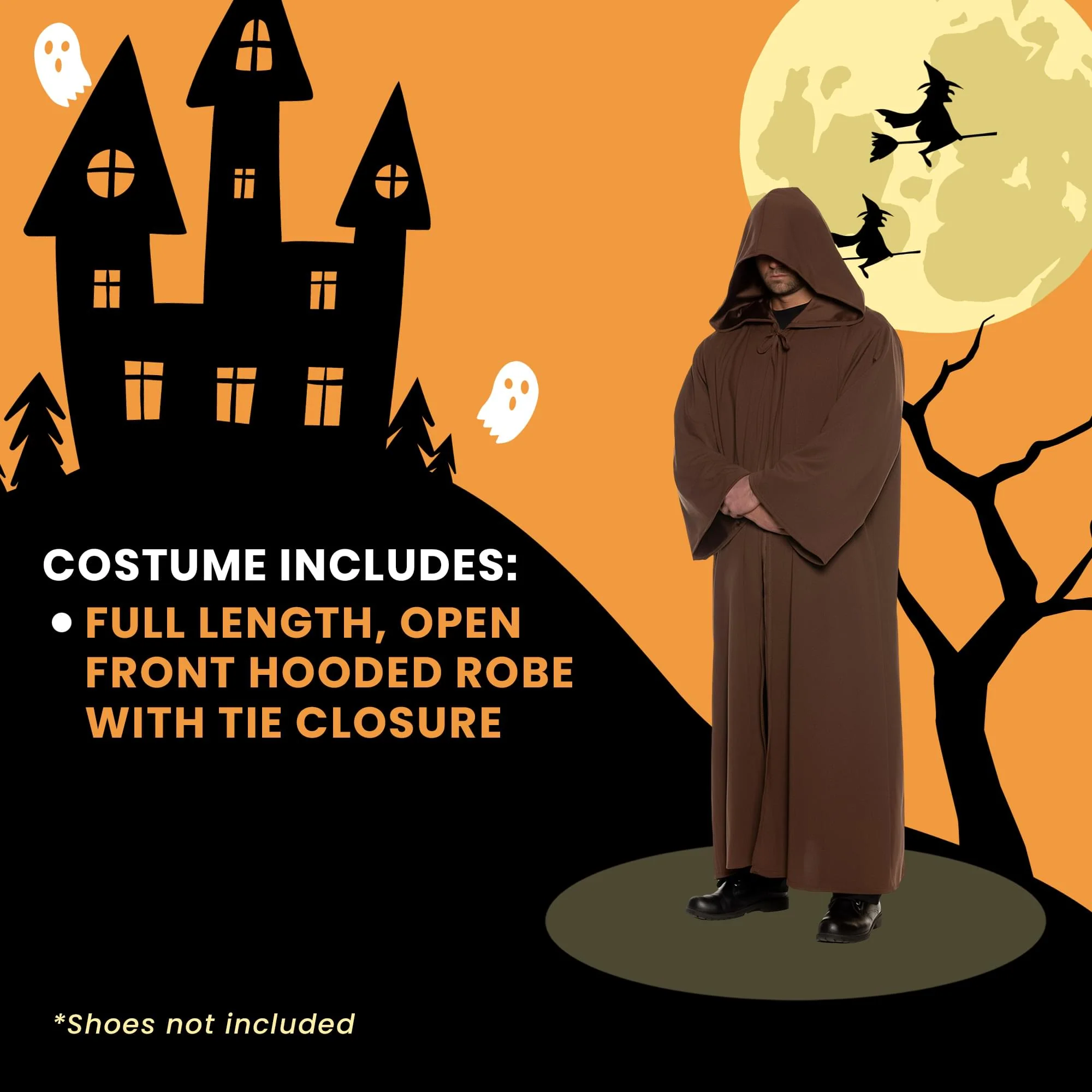 Brown Hooded Cloak Adult Costume - Image 18